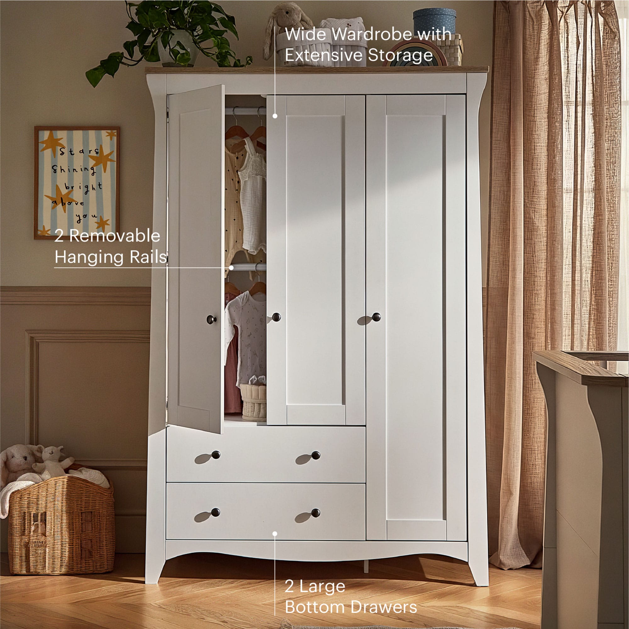 CuddleCo nursery room sets Cuddleco Clara 3 Piece Luxe Nursery Furniture Set - White/Ash