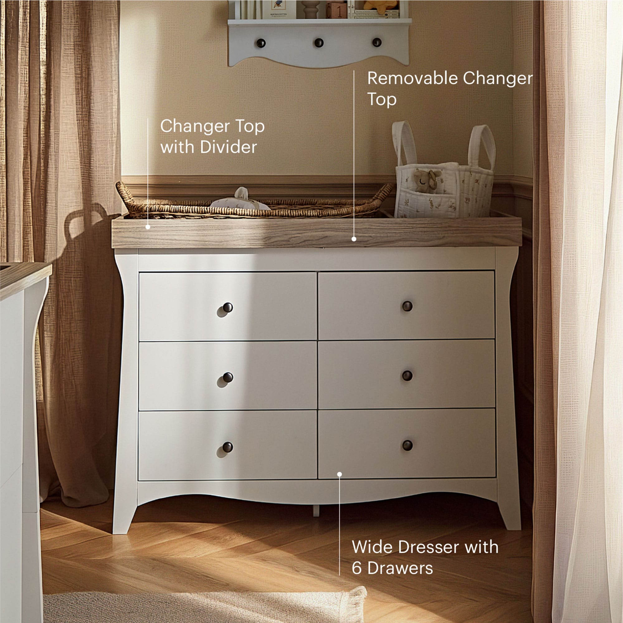 CuddleCo nursery room sets Cuddleco Clara 3 Piece Luxe Nursery Furniture Set - White/Ash
