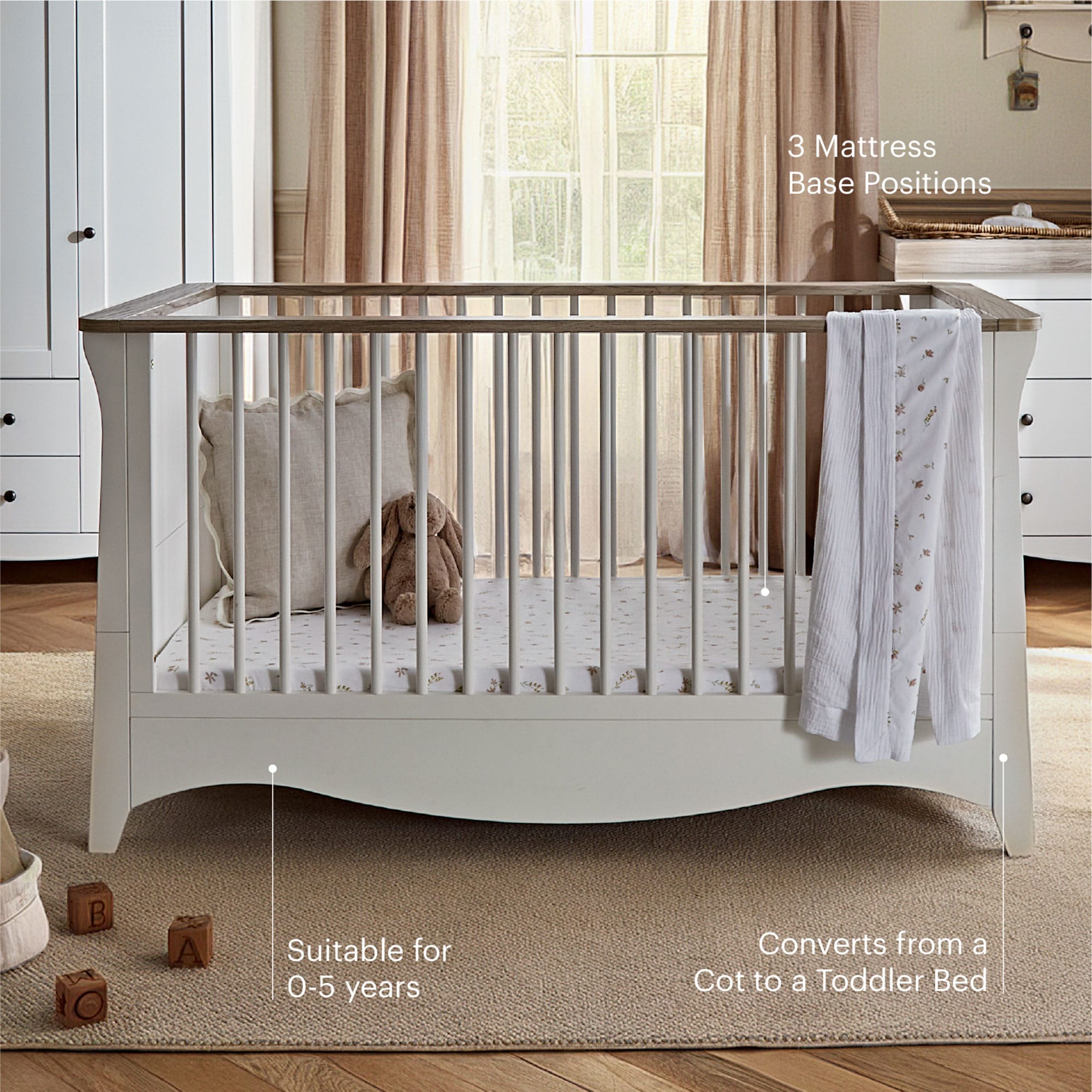 CuddleCo nursery room sets Cuddleco Clara 3 Piece Luxe Nursery Furniture Set - White/Ash