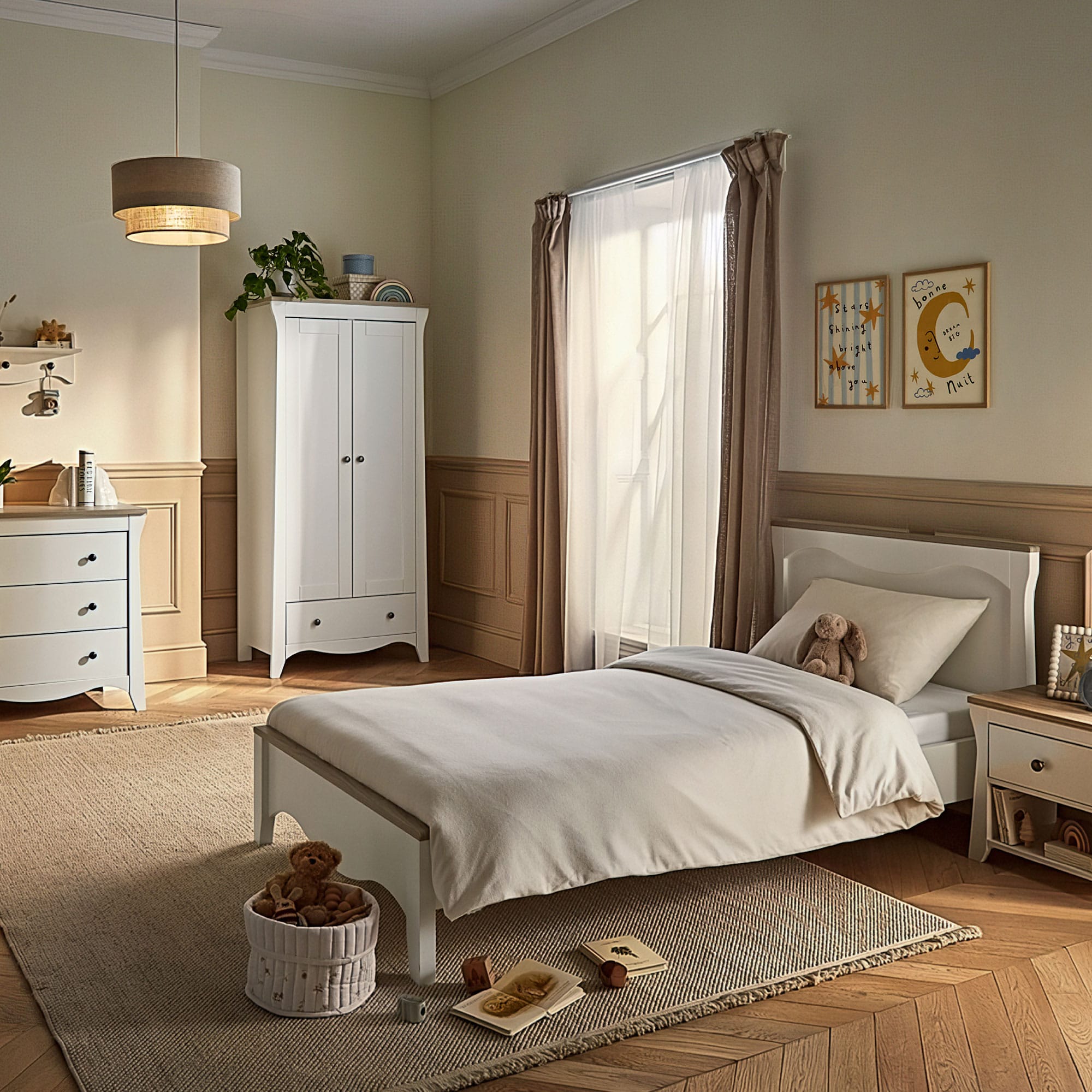 CuddleCo nursery room sets Cuddleco Clara 3 Piece Luxe Nursery Furniture Set - White/Ash