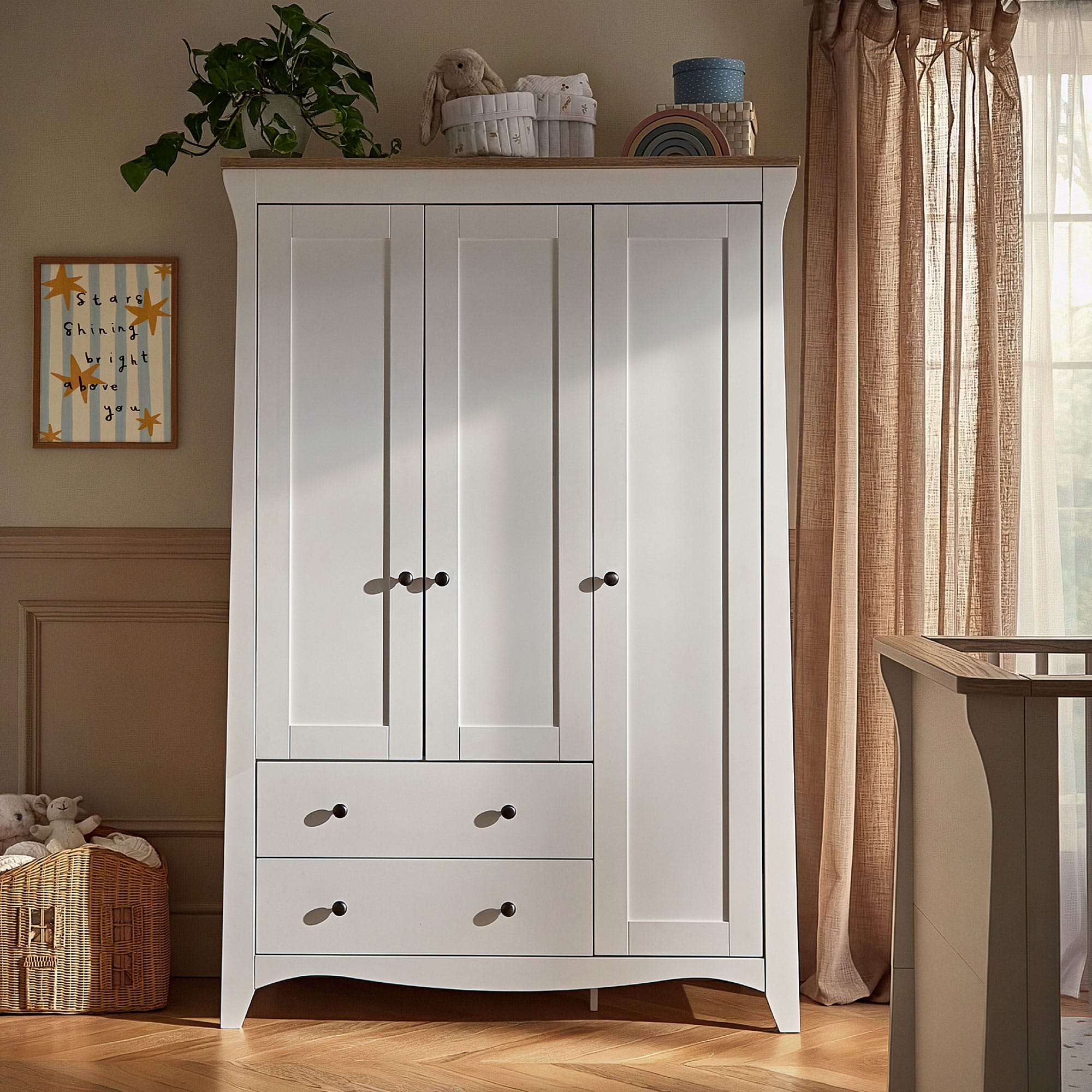 CuddleCo nursery room sets Cuddleco Clara 3 Piece Luxe Nursery Furniture Set - White/Ash