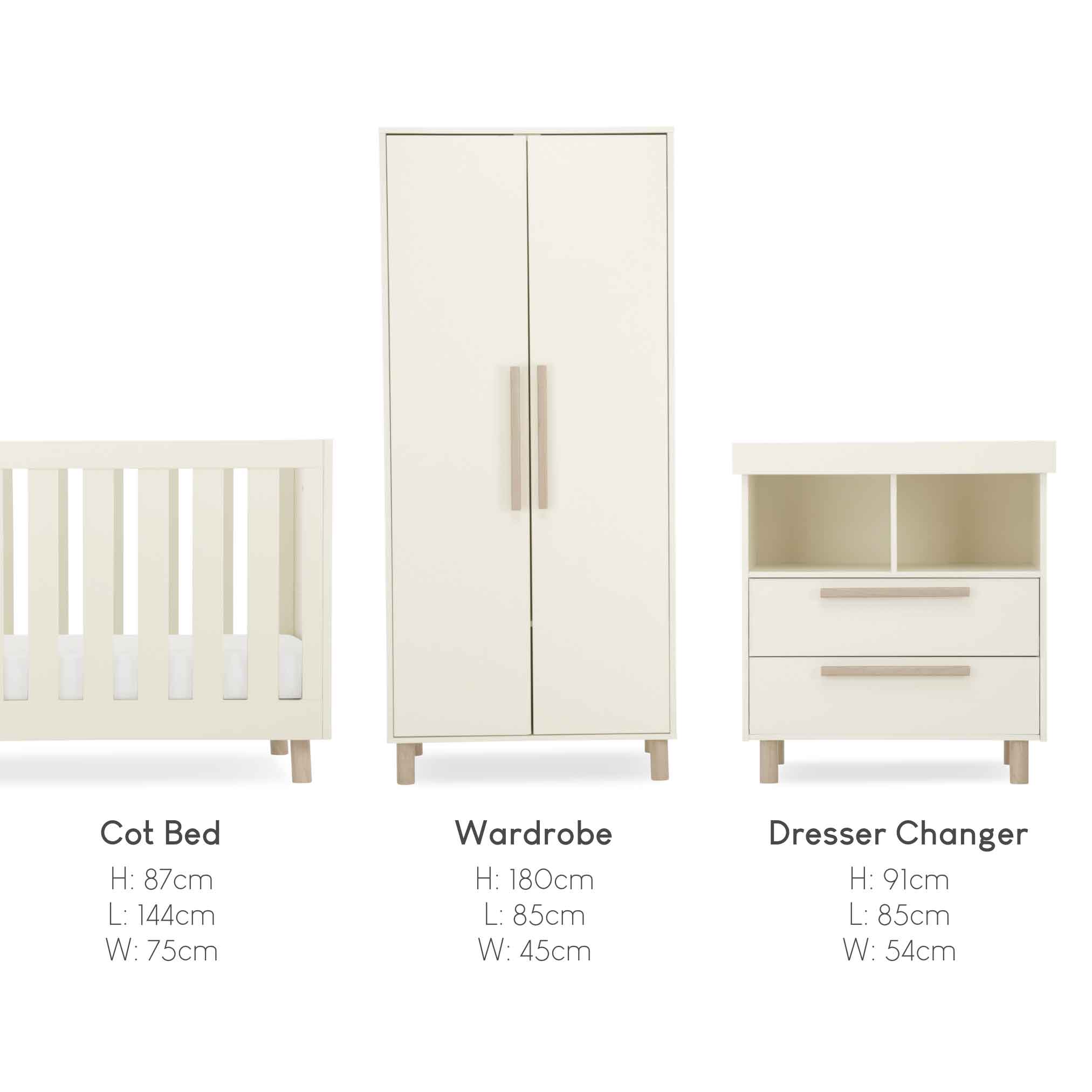 CuddleCo nursery room sets CuddleCo Harper 3 Piece Set - Cream