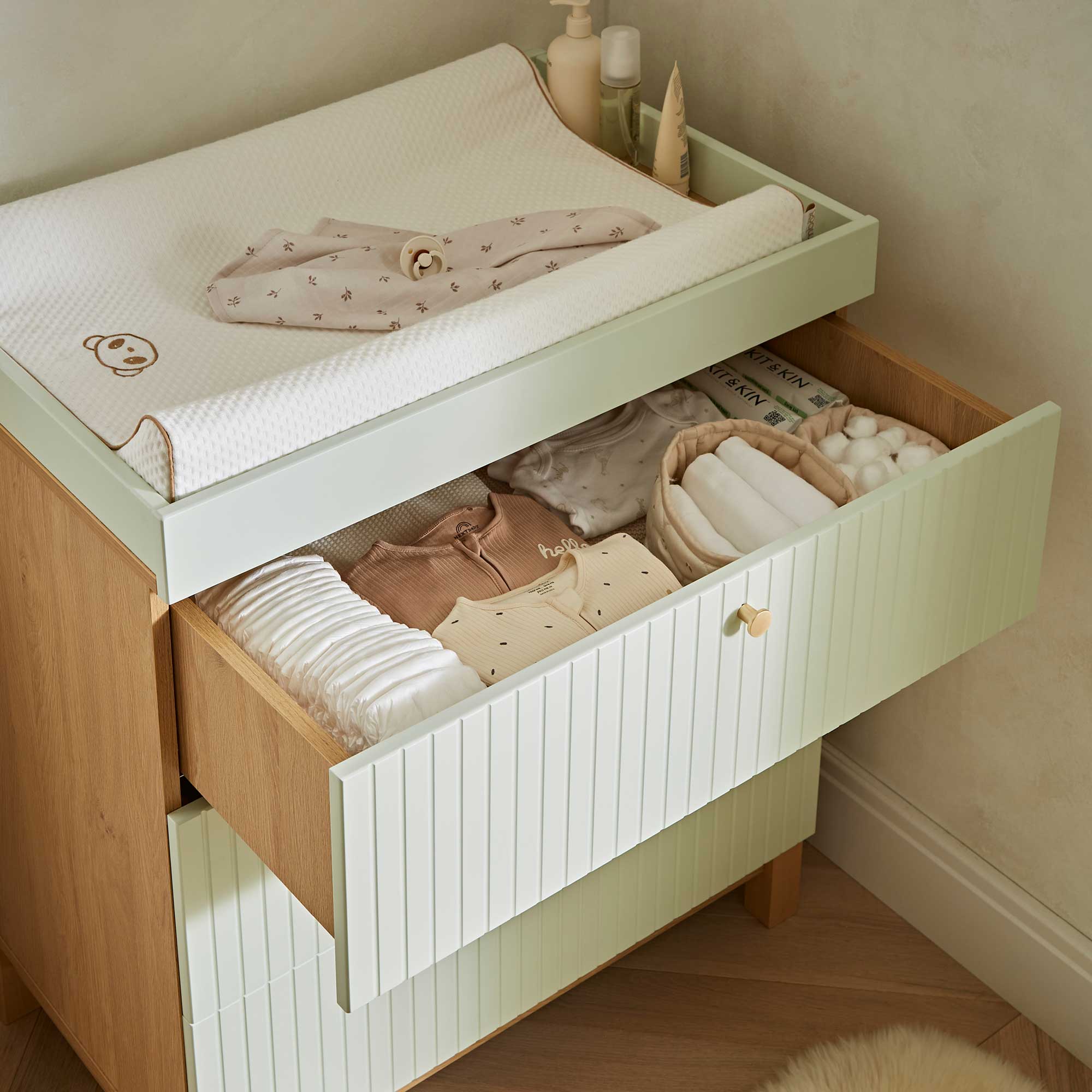 CuddleCo nursery room sets CuddleCo Remi 2 Piece Set - Oak/Green