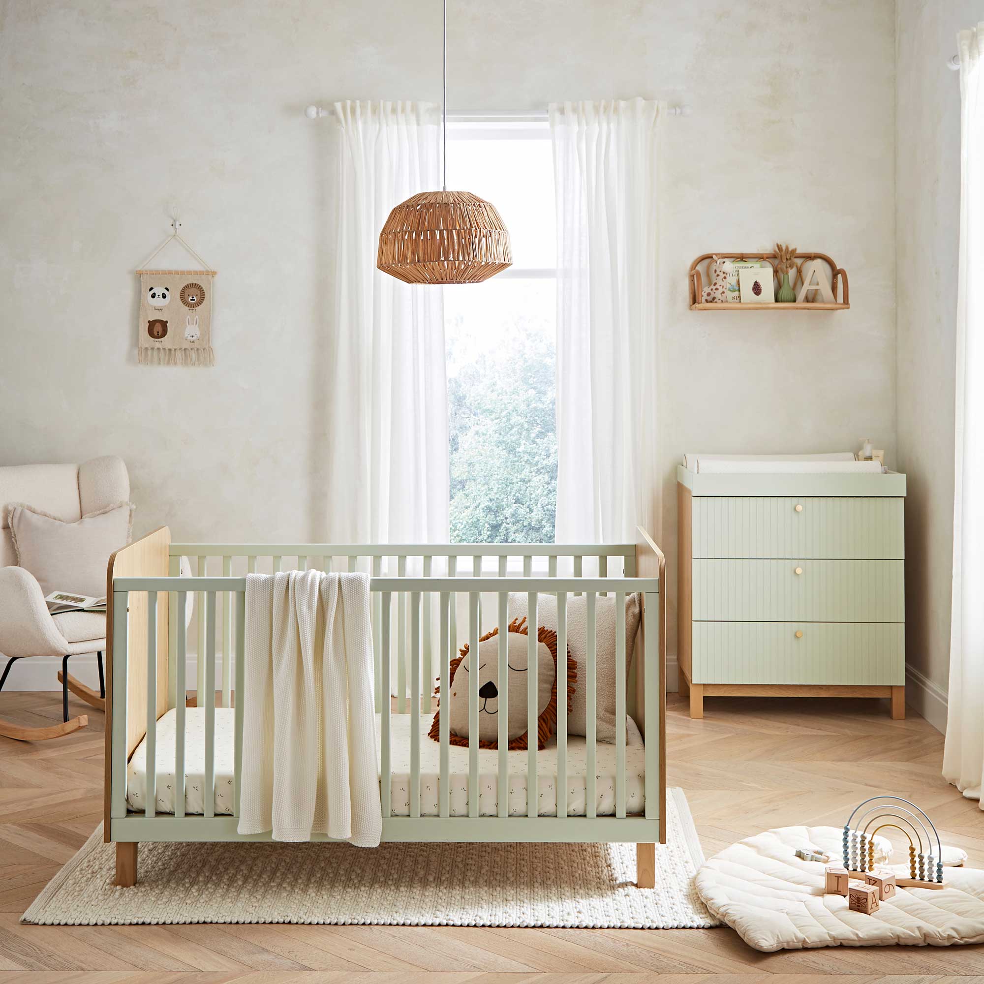CuddleCo nursery room sets CuddleCo Remi 2 Piece Set - Oak/Green