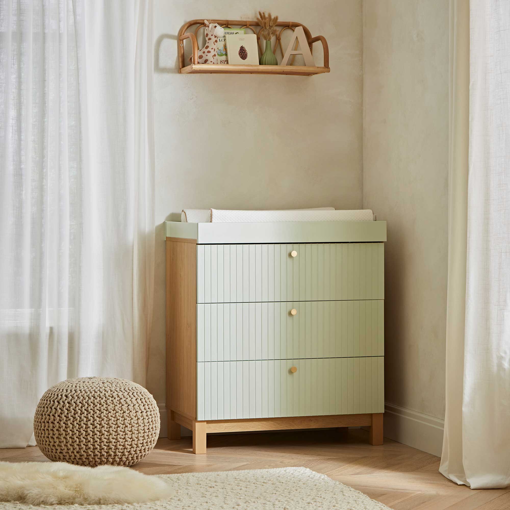 CuddleCo nursery room sets CuddleCo Remi 3 Piece Set - Oak/Green