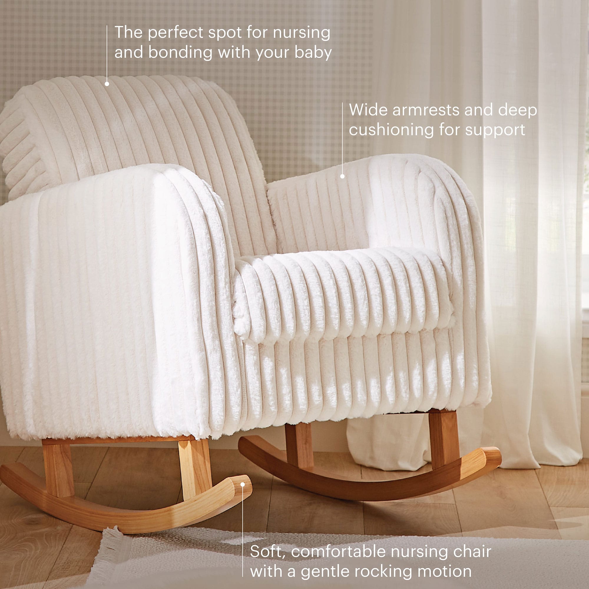 CuddleCo nursing chairs CuddleCo Etta Nursing Chair - Faux Fur Cream