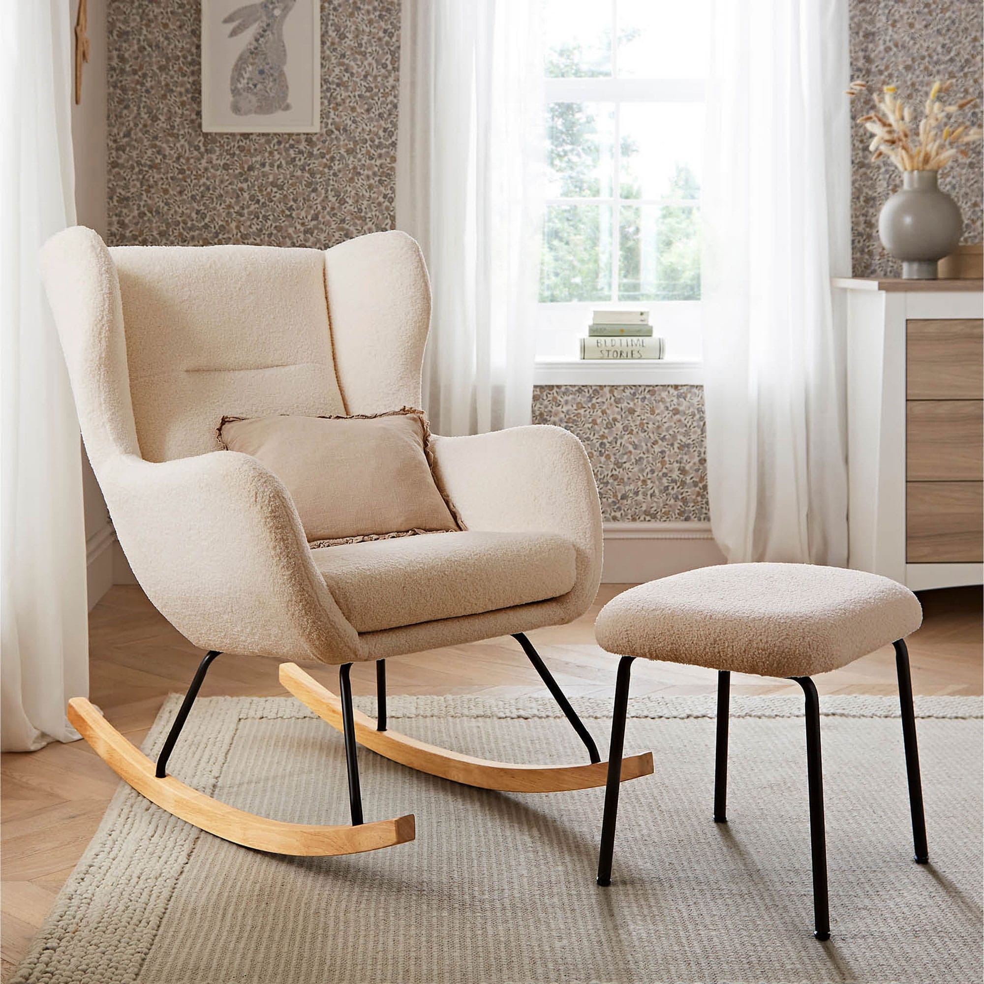 CuddleCo nursing chairs CuddleCo Marley Nursing Chair & Stool - Teddy Light Beige FRN/CUD/153704
