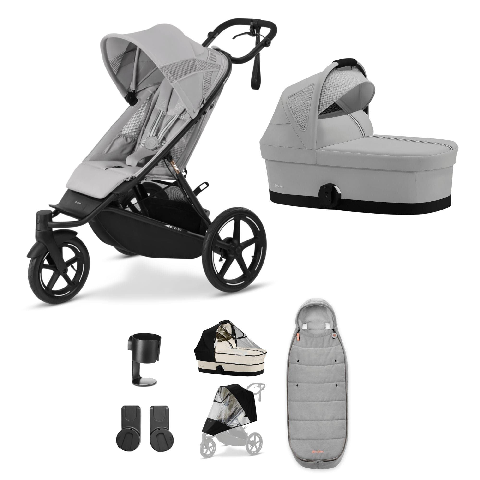 Cybex 3 Wheeler Pushchair Bundles Cybex Avi Spin Essential Kit - Fog Grey 16227-FOG-GRY