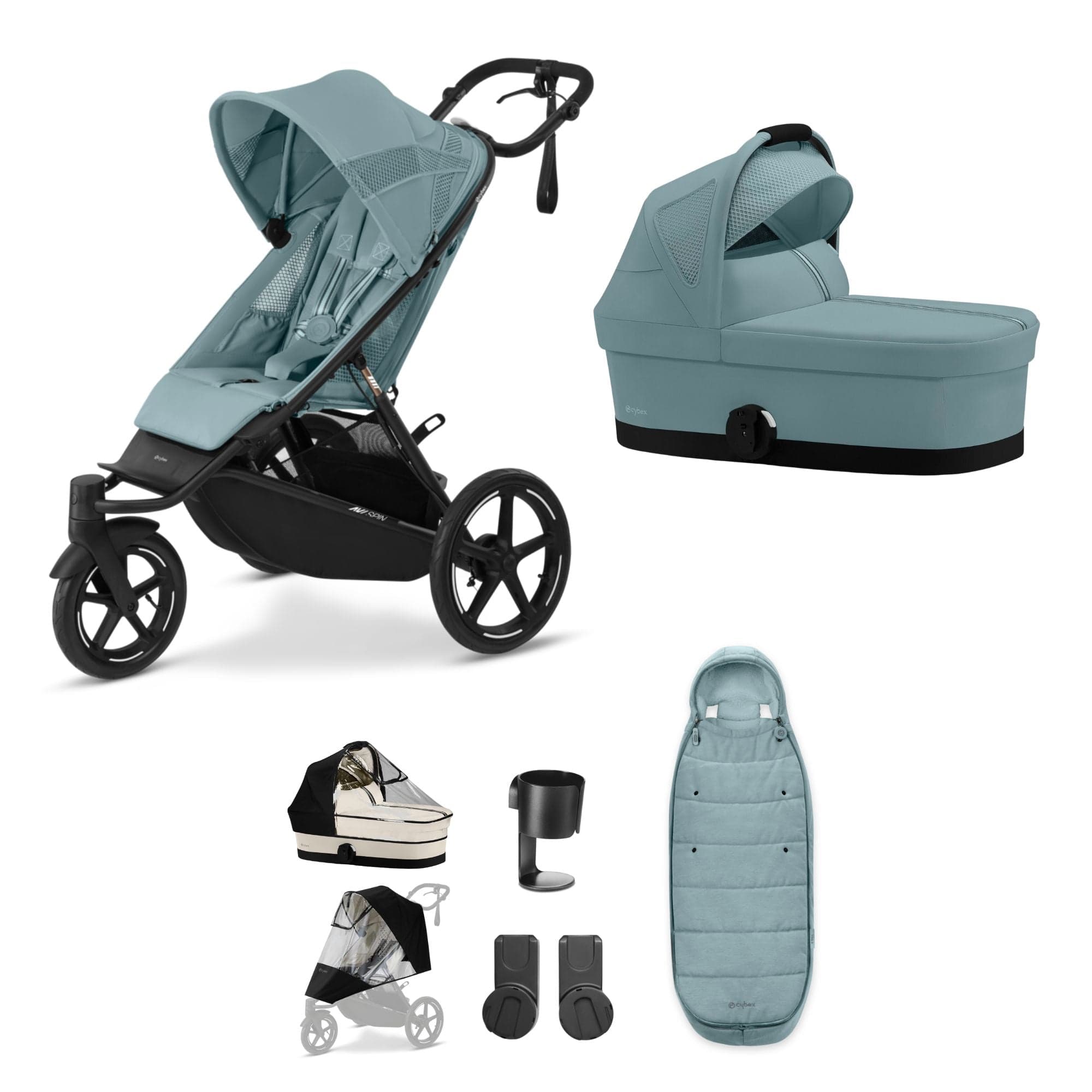 Cybex 3 Wheeler Pushchair Bundles Cybex Avi Spin Essential Kit - Stormy Blue 16229-STO-BLU