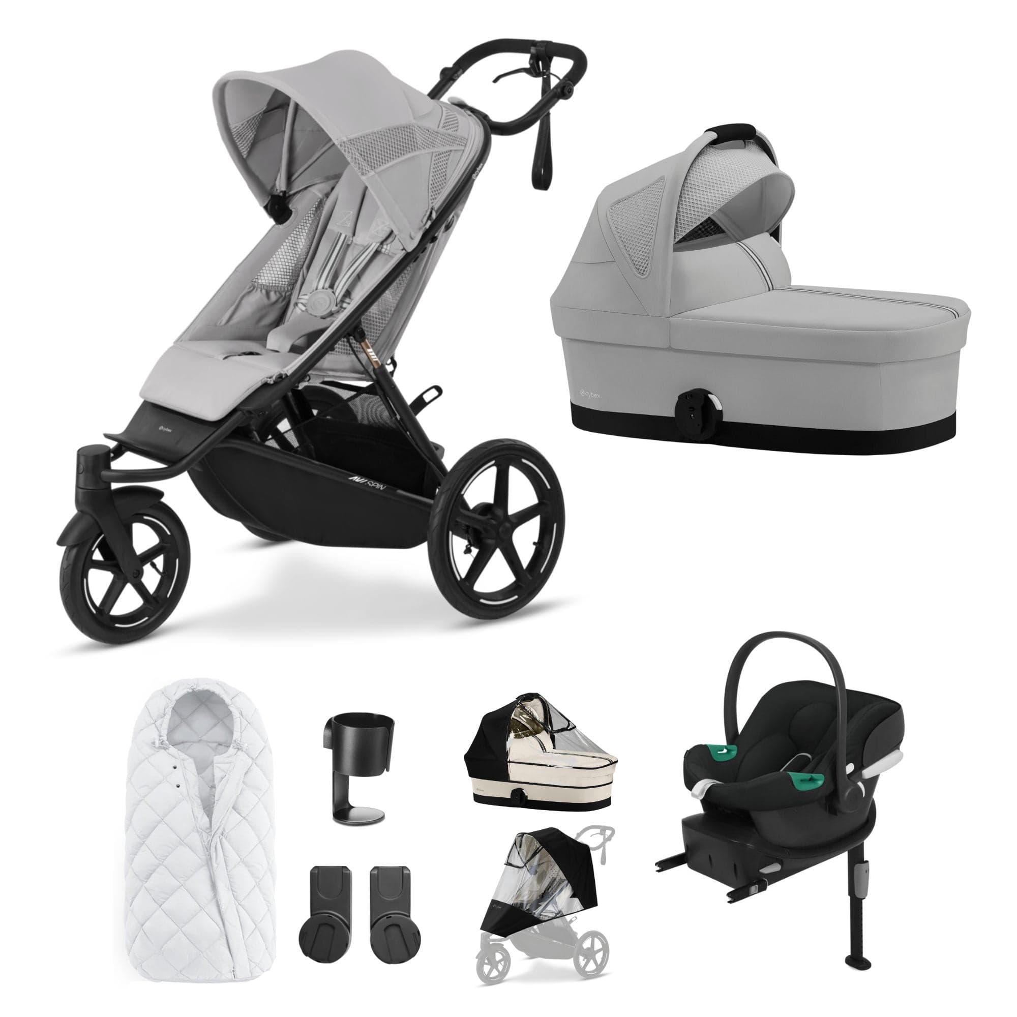 Cybex 3 Wheeler Pushchair Bundles Cybex Avi Spin Comfort Kit - Fog Grey 16235-FOG-GRY-1