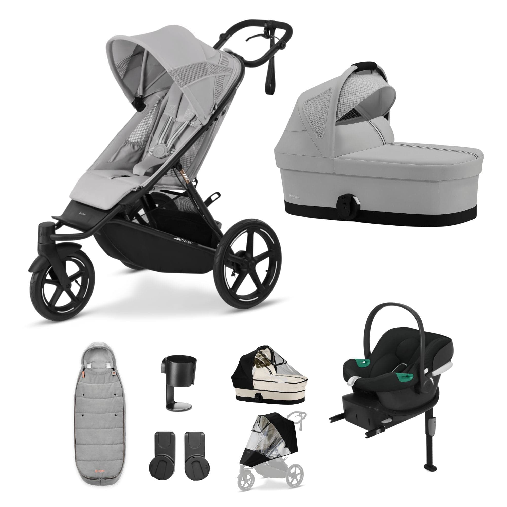 Cybex 3 Wheeler Pushchair Bundles Cybex Avi Spin Comfort Kit - Fog Grey 16235-FOG-GRY