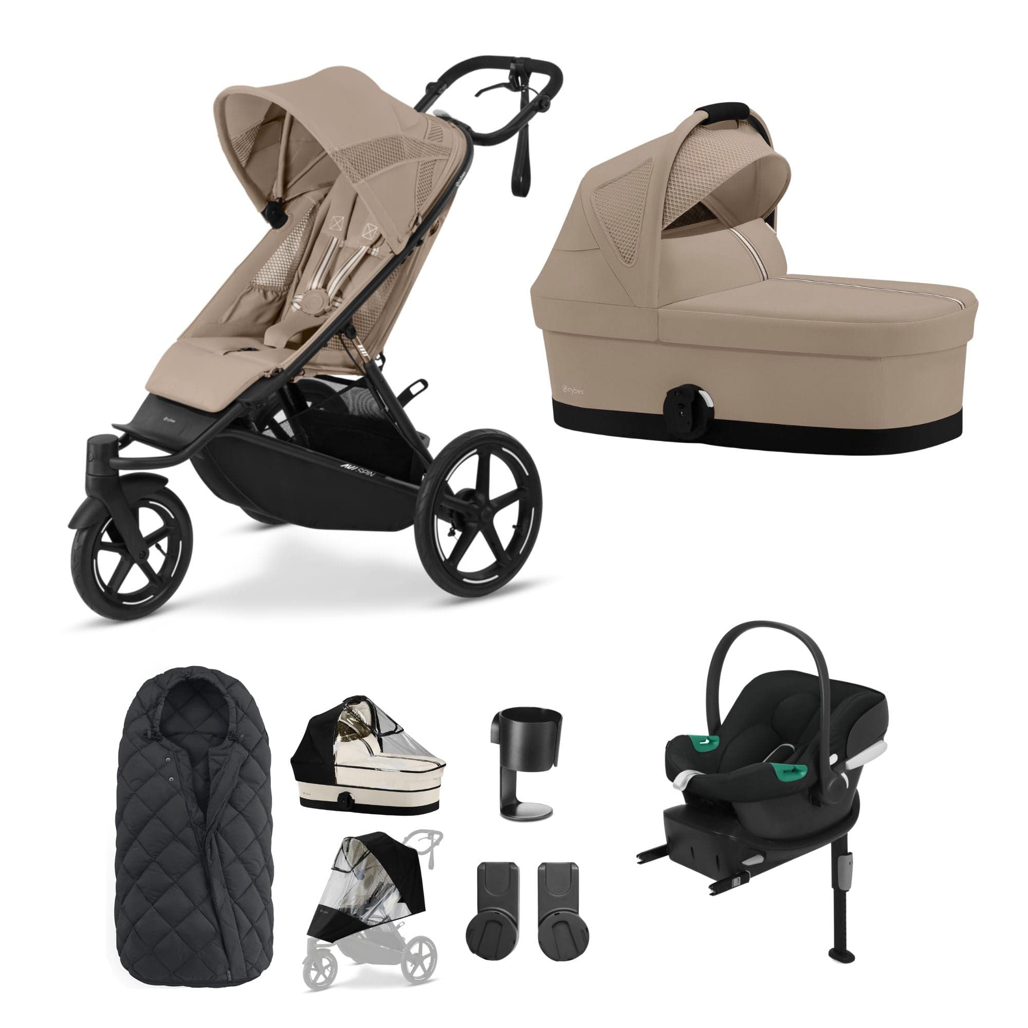 Cybex 3 Wheeler Pushchair Bundles Cybex Avi Spin Comfort Kit - Almond Beige 16239-ALM-BEI-1