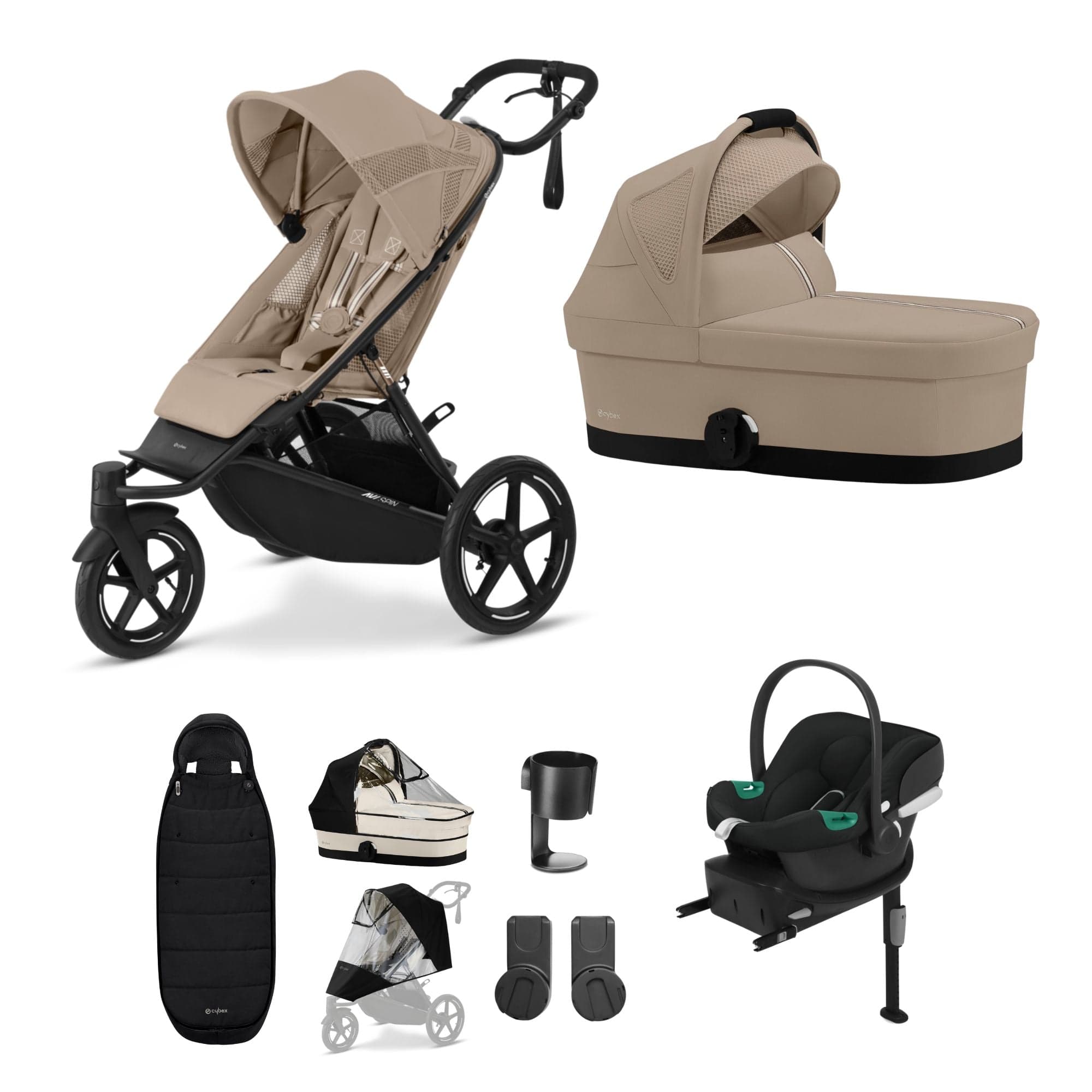 Cybex 3 Wheeler Pushchair Bundles Cybex Avi Spin Comfort Kit - Almond Beige 16239-ALM-BEI