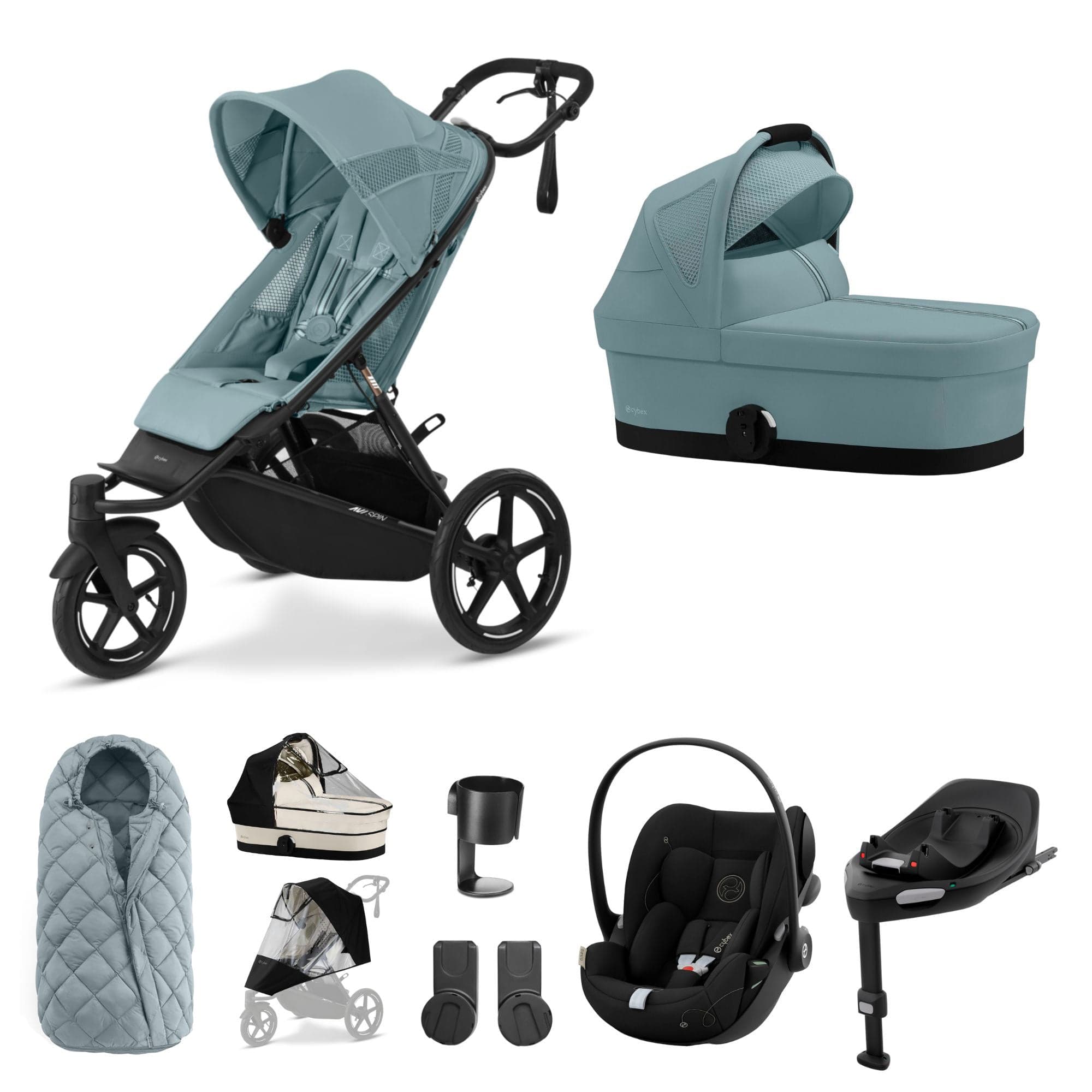 Cybex 3 Wheeler Pushchair Bundles Cybex Avi Spin Luxury Kit - Stormy Blue 16249-STO-BLU-1