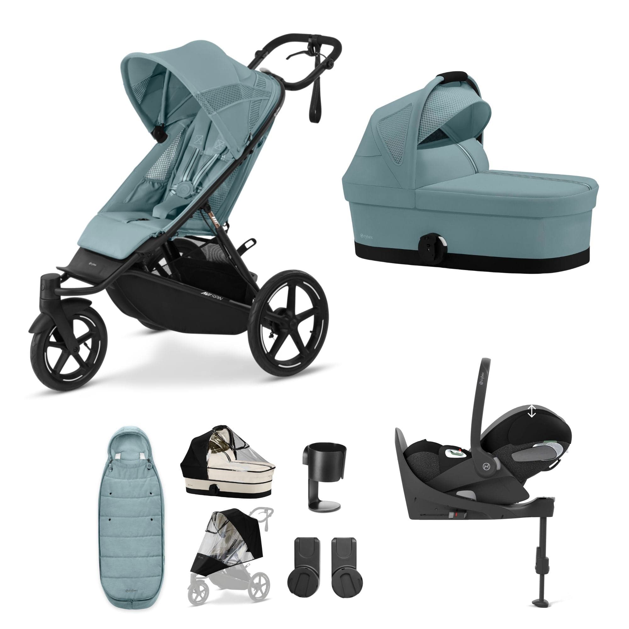 Cybex 3 Wheeler Pushchair Bundles Cybex Avi Spin Luxury Kit - Stormy Blue 16249-STO-BLU-2