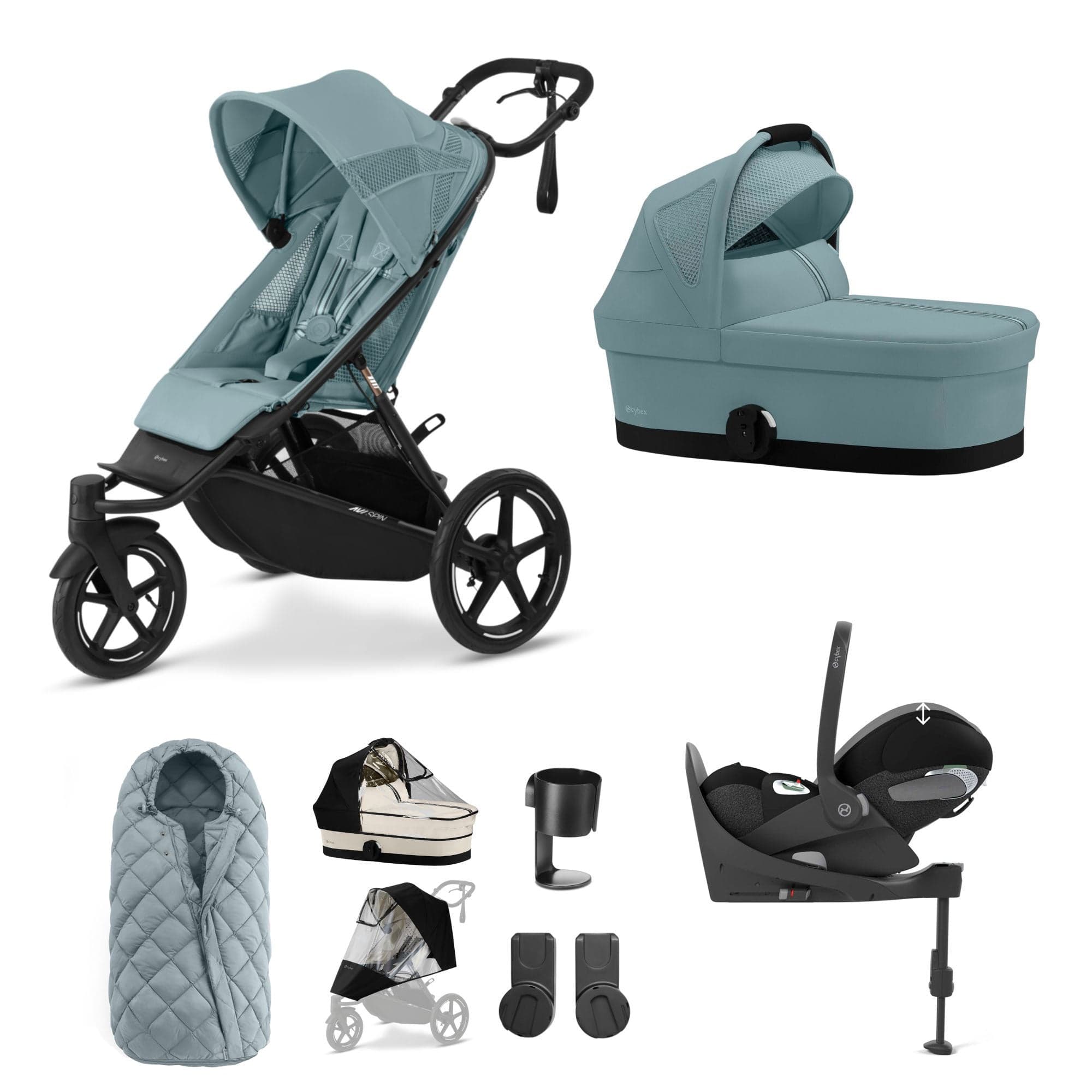 Cybex 3 Wheeler Pushchair Bundles Cybex Avi Spin Luxury Kit - Stormy Blue 16249-STO-BLU-3