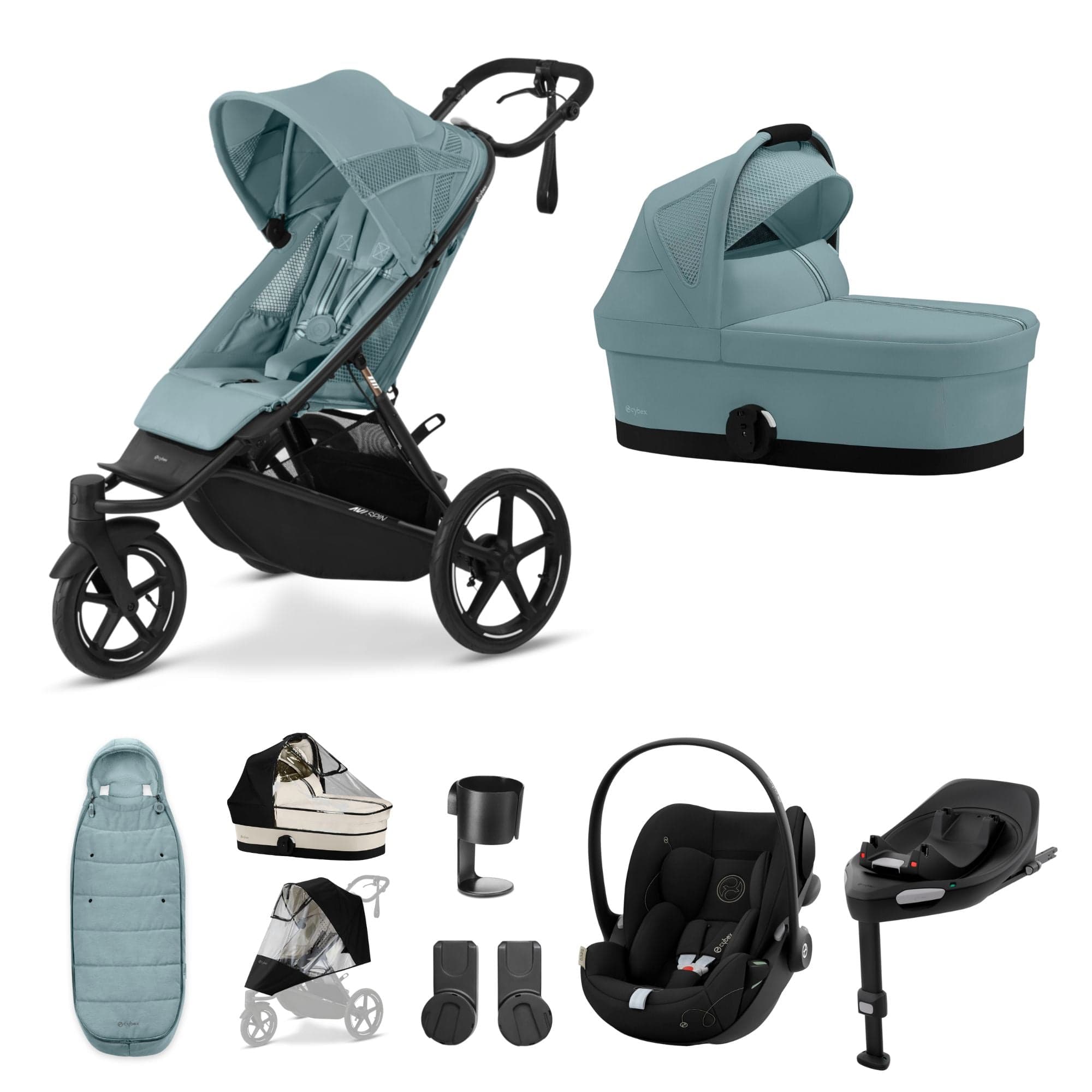 Cybex 3 Wheeler Pushchair Bundles Cybex Avi Spin Luxury Kit - Stormy Blue 16249-STO-BLU