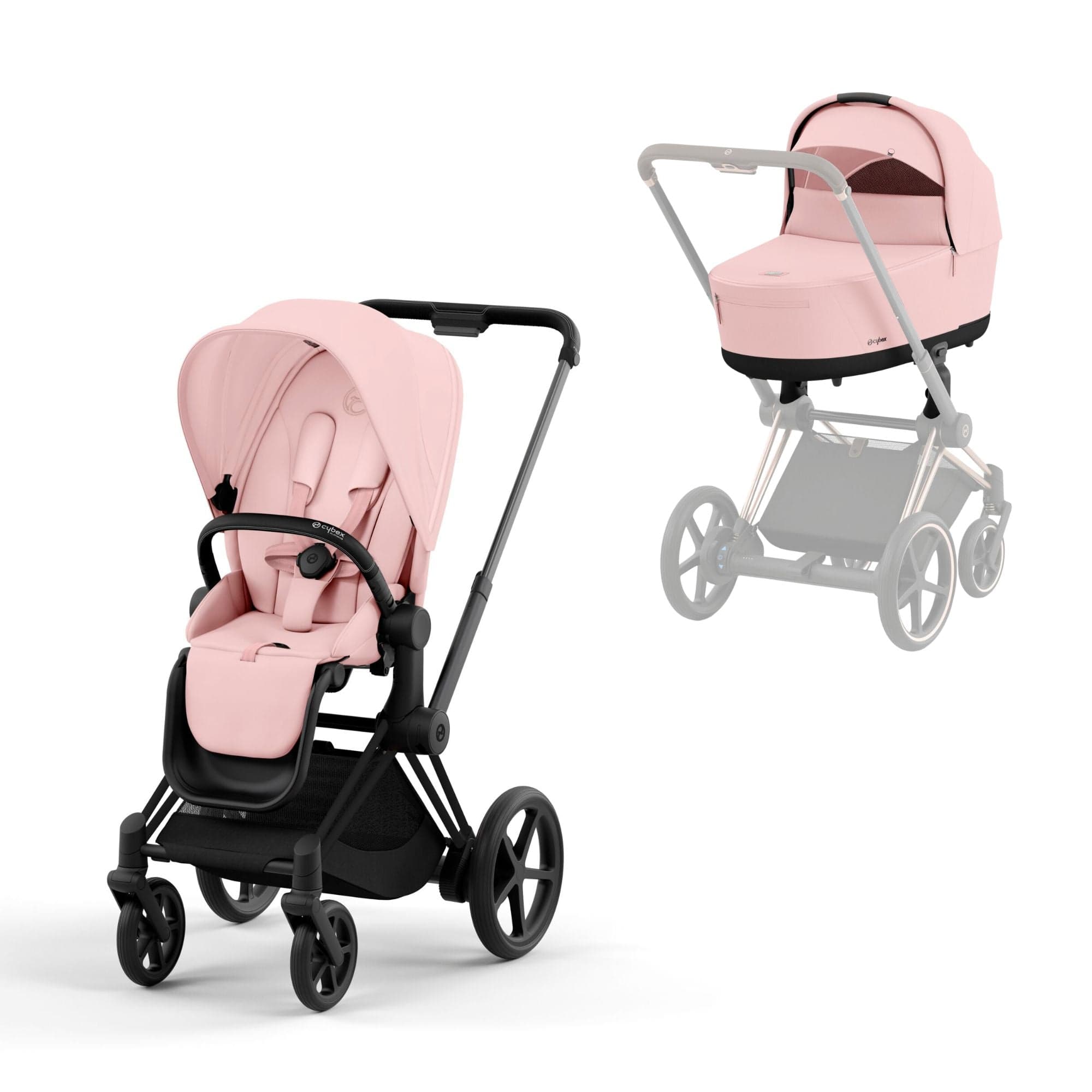 Cybex Baby Prams Cybex e-Priam Pram - Peach Pink 16744-BLK-PNK