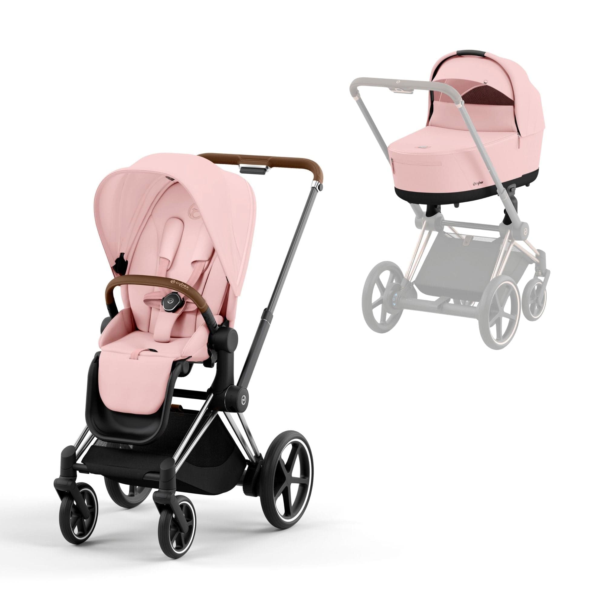 Cybex Baby Prams Cybex e-Priam Pram - Peach Pink 16744-CH-BRN-PNK