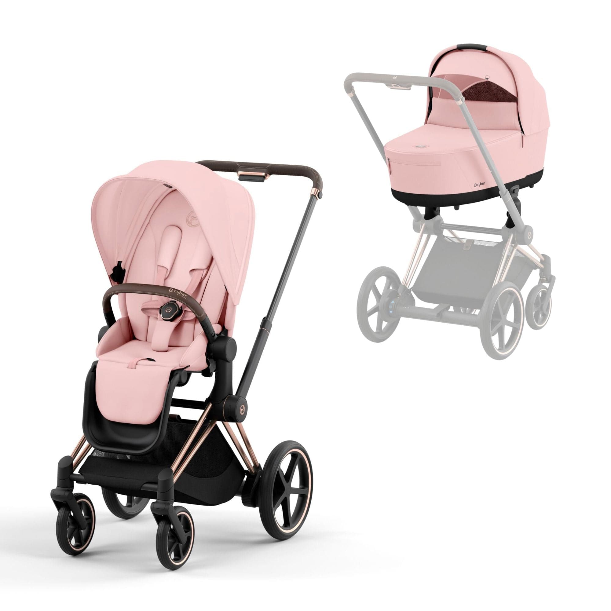 Cybex Baby Prams Cybex e-Priam Pram - Peach Pink 16744-ROS-GOL-PNK