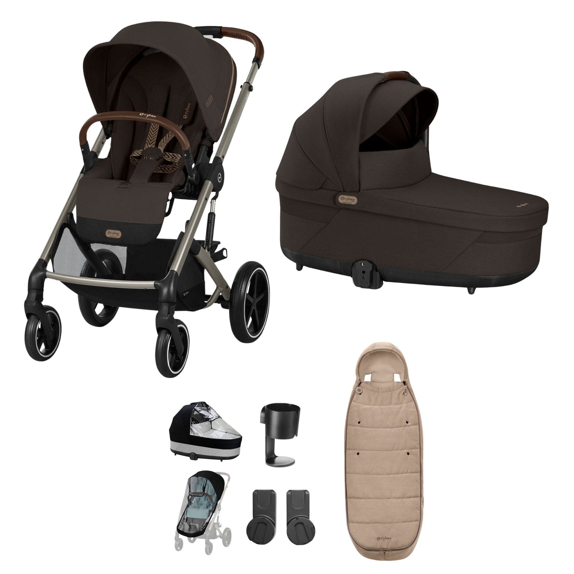 Cybex baby prams Cybex Balios S Lux Essential Bundle - Taupe/Chocolate Brown 19403-ESS-CHB-2