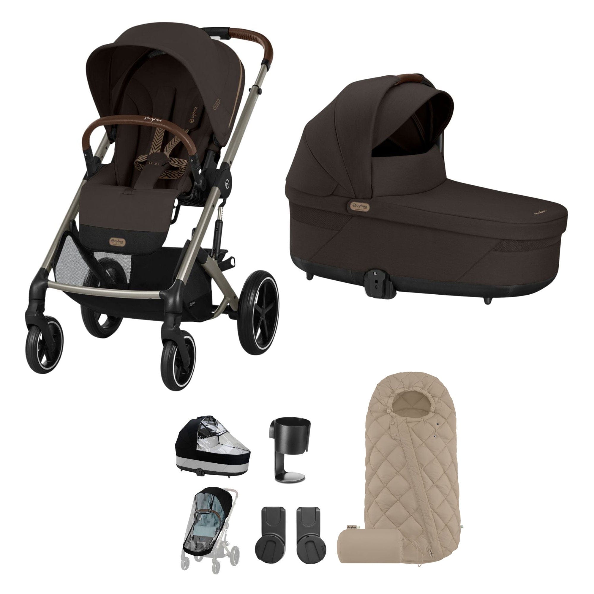 Cybex baby prams Cybex Balios S Lux Essential Bundle - Taupe/Chocolate Brown 19403-ESS-CHB-4