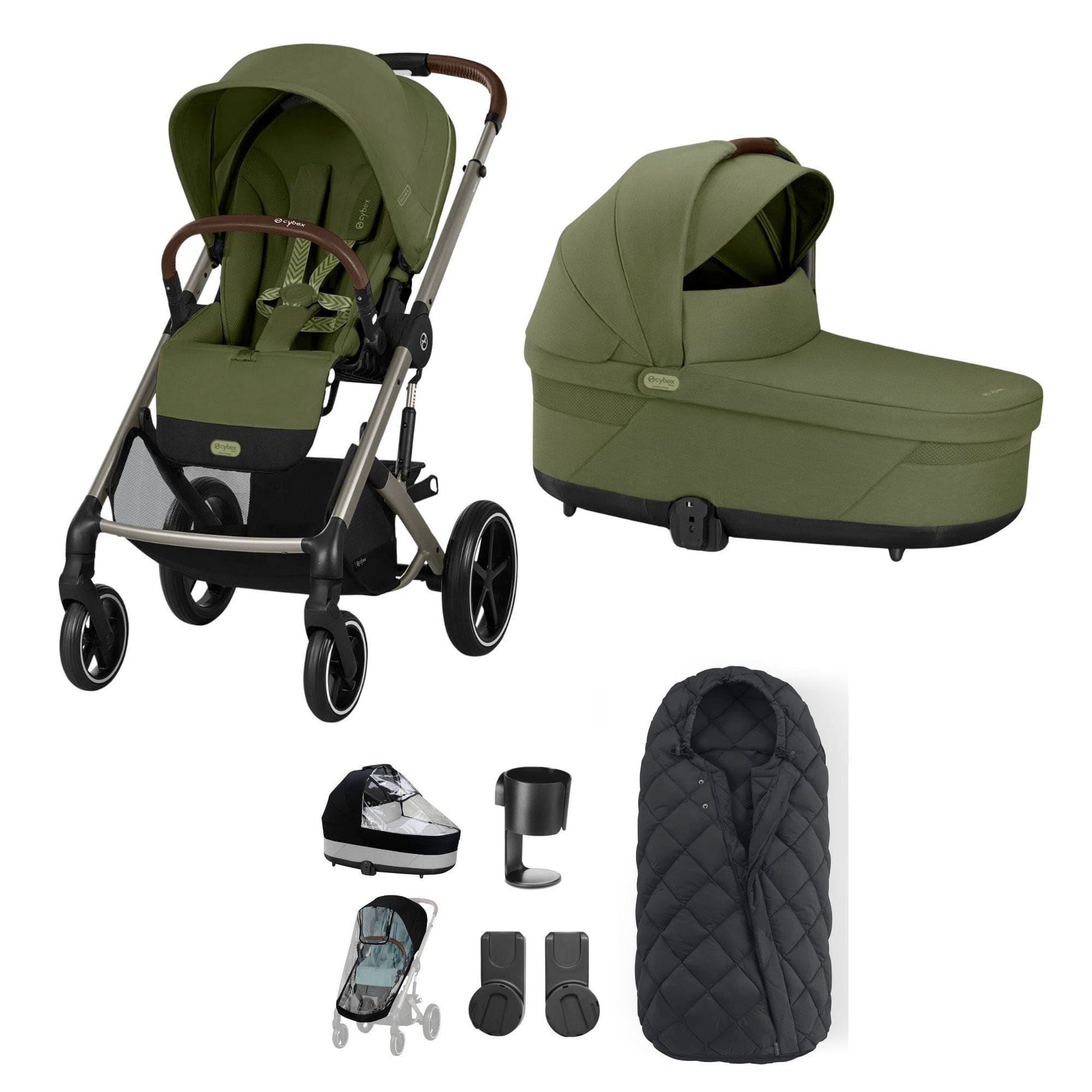 Cybex baby prams Cybex Balios S Lux Essential Bundle - Taupe/Moss Green 19386-ESS-MOS-2