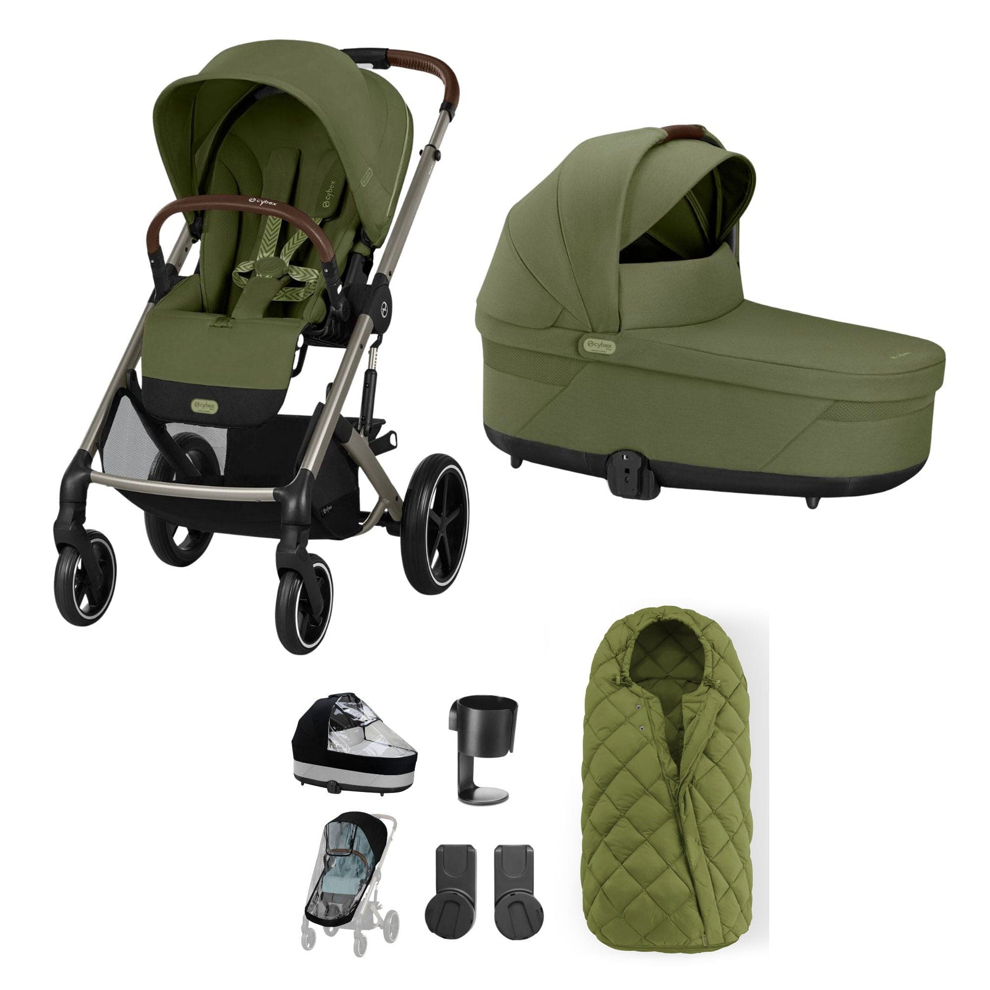 Cybex baby prams Cybex Balios S Lux Essential Bundle - Taupe/Moss Green 19386-ESS-MOS-3