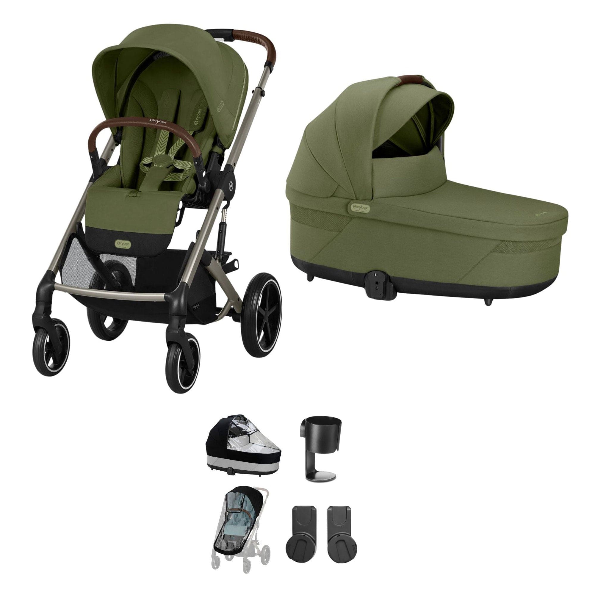Cybex baby prams Cybex Balios S Lux Essential Bundle - Taupe/Moss Green 19386-ESS-MOS-4