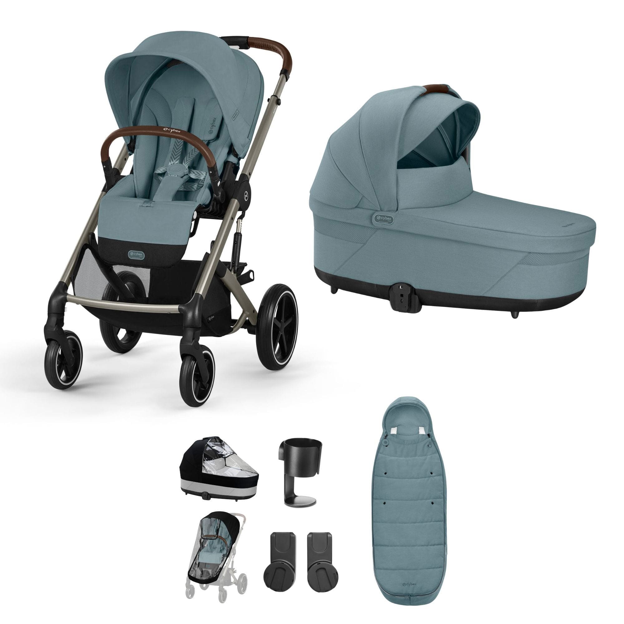 Cybex baby prams Cybex Balios S Lux Essential Bundle - Taupe/Stormy Blue 14656-TPE-SKY-BLU