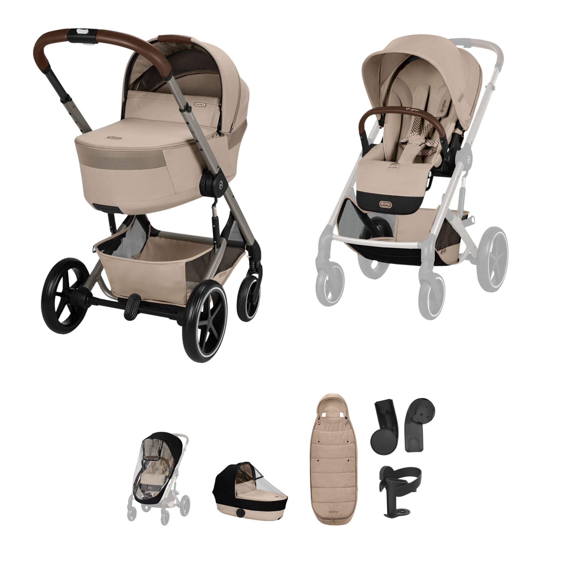 Cybex baby prams Cybex Balios S Lux Foldable Carrycot Accessory Bundle - Almond Beige 23028-BAL-ACC-ALM-1