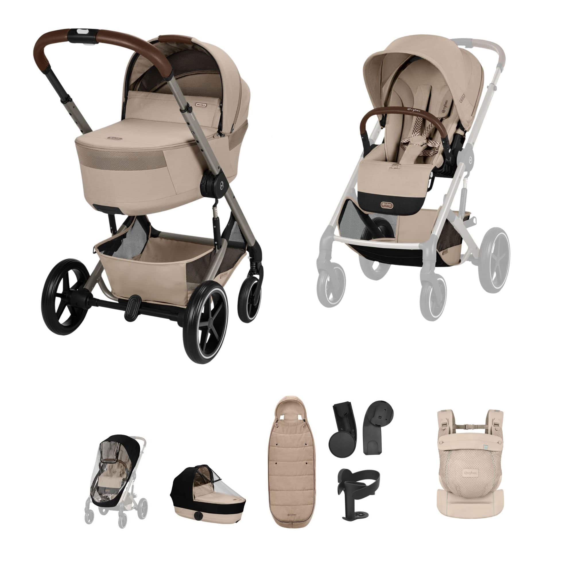 Cybex baby prams Cybex Balios S Lux Foldable Carrycot Accessory Bundle - Almond Beige 23028-BAL-ACC-ALM-2
