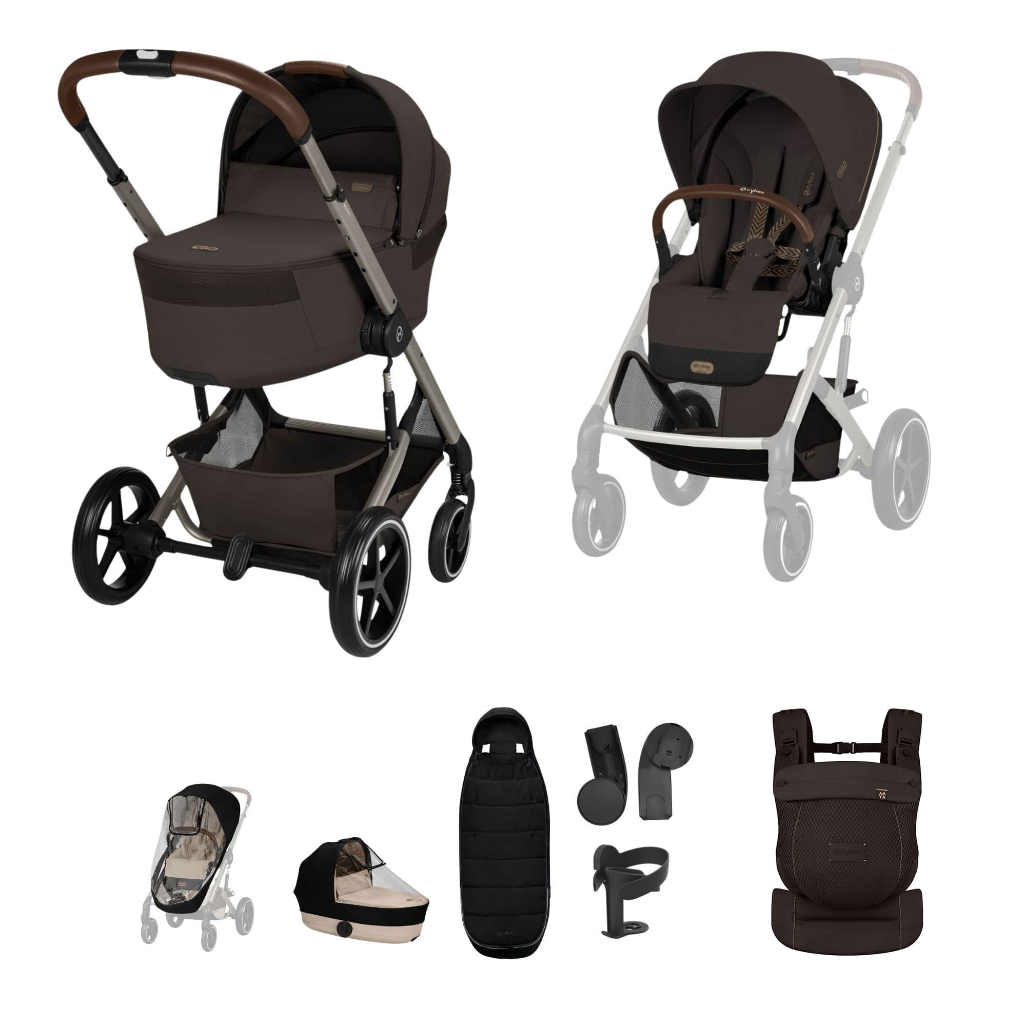 Cybex baby prams Cybex Balios S Lux Foldable Carrycot Accessory Bundle - Chocolate Brown 23032-BAL-ACC-CHO-2