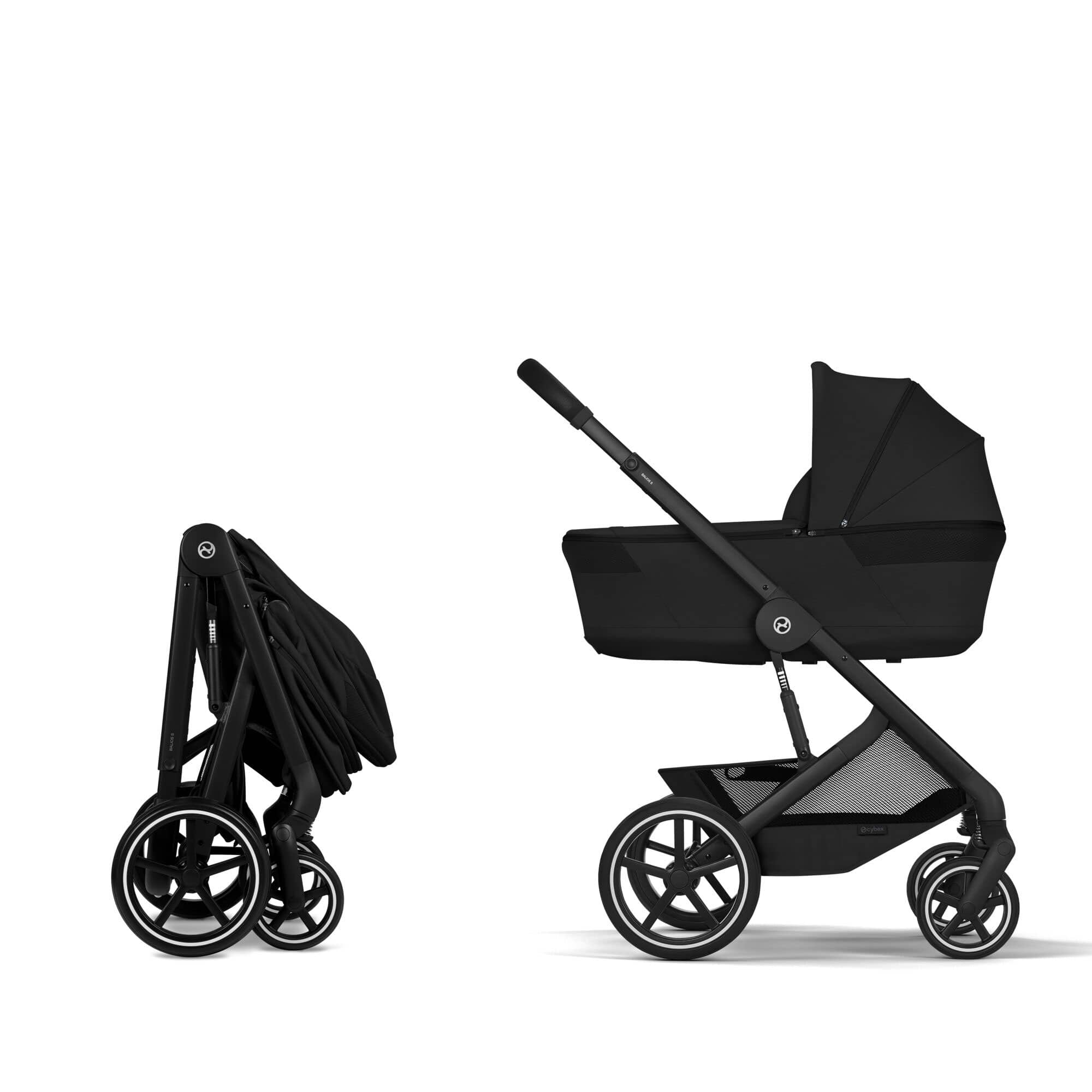 Cybex baby prams Cybex Balios S Lux Foldable Carrycot Accessory Bundle - Moon Black