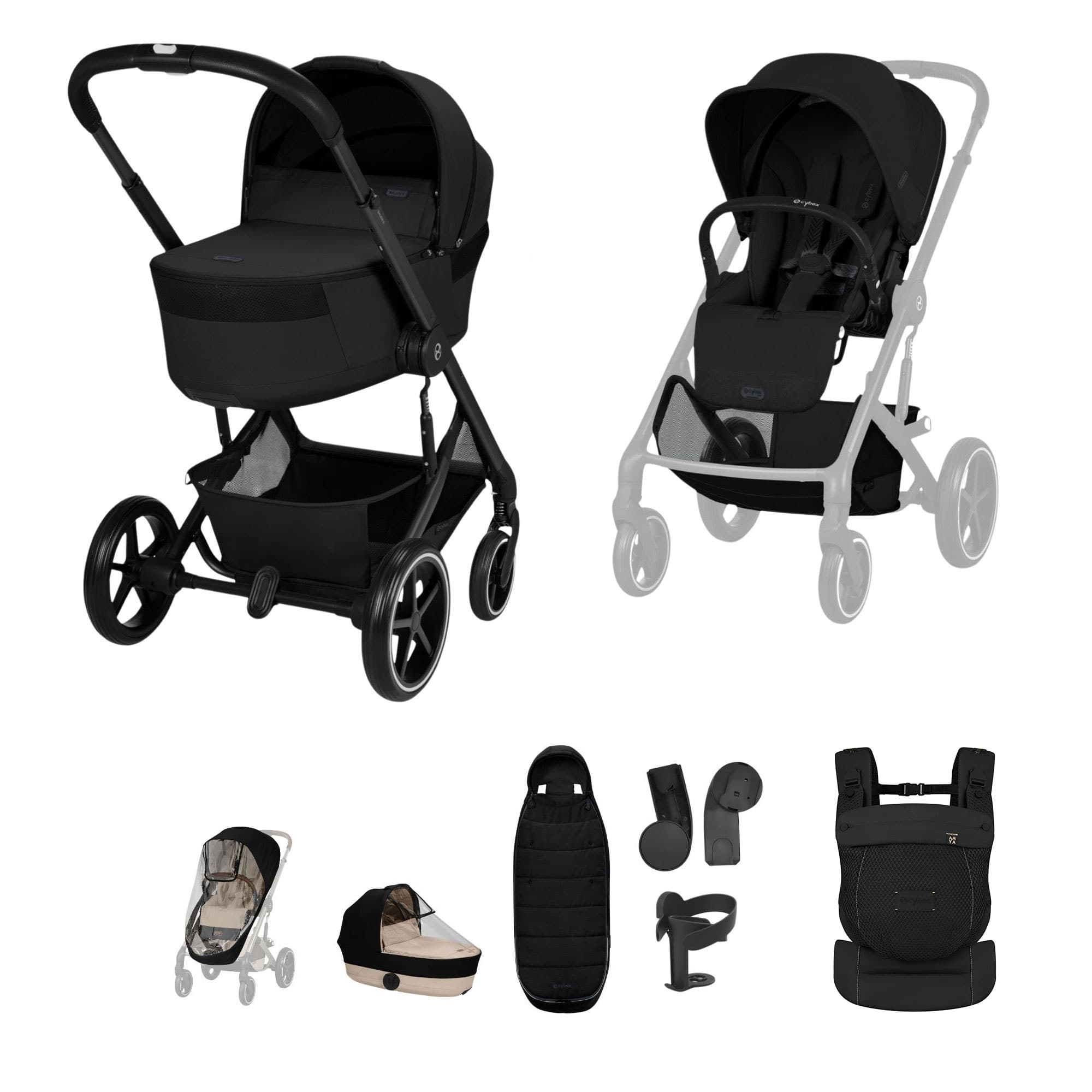Cybex baby prams Cybex Balios S Lux Foldable Carrycot Accessory Bundle - Moon Black 23024-BAL-ACC-BLK-2