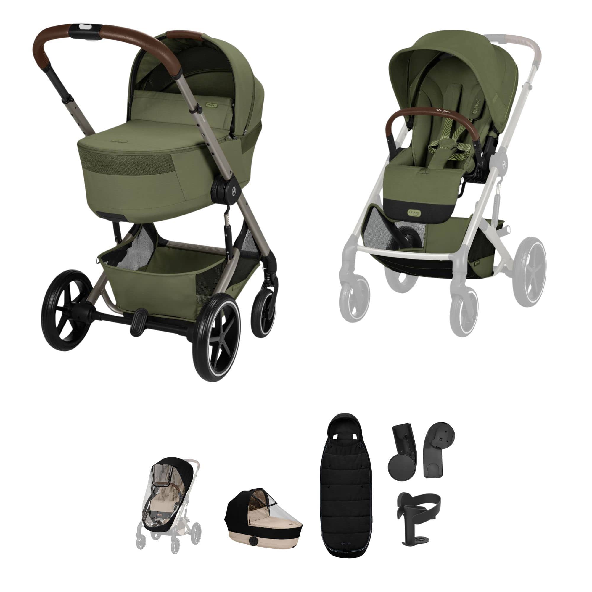 Cybex baby prams Cybex Balios S Lux Foldable Carrycot Accessory Bundle - Moss Green 23030-BAL-ACC-MOS-1