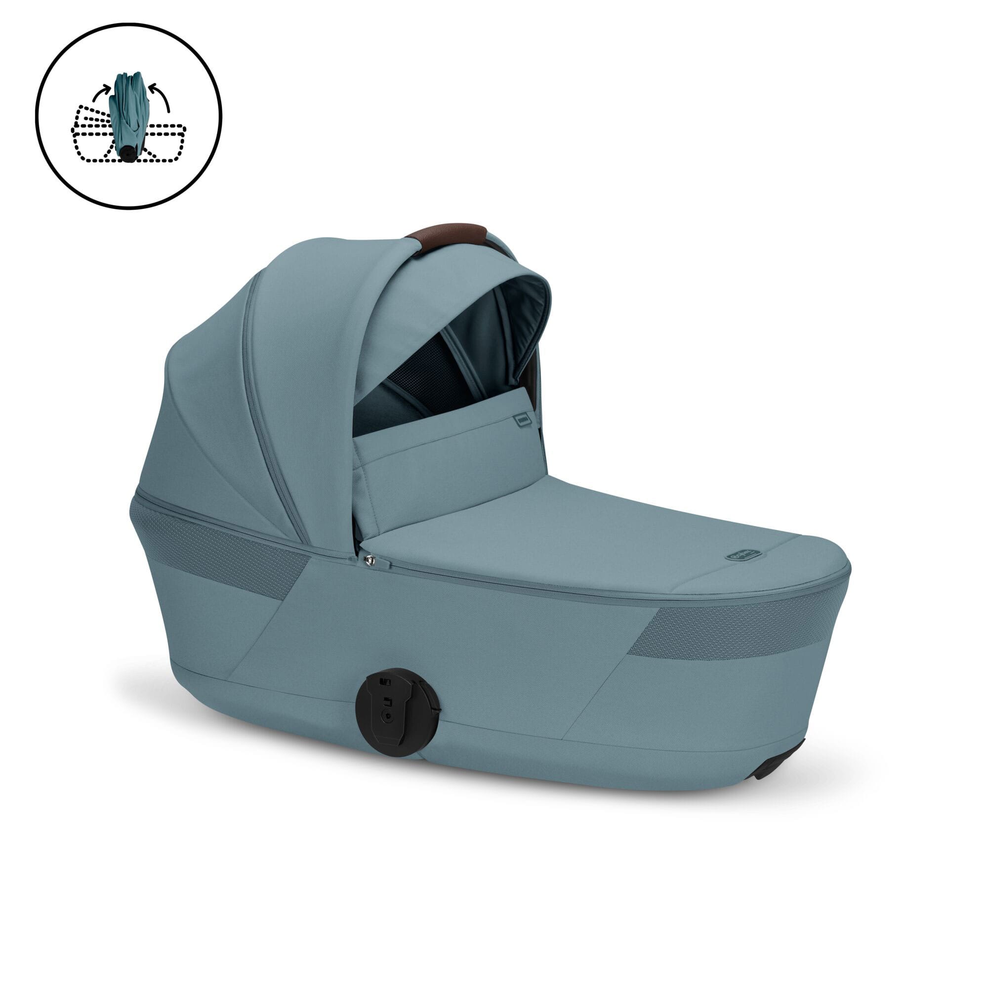 Cybex baby prams Cybex Balios S Lux Foldable Carrycot Accessory Bundle - Stormy Blue