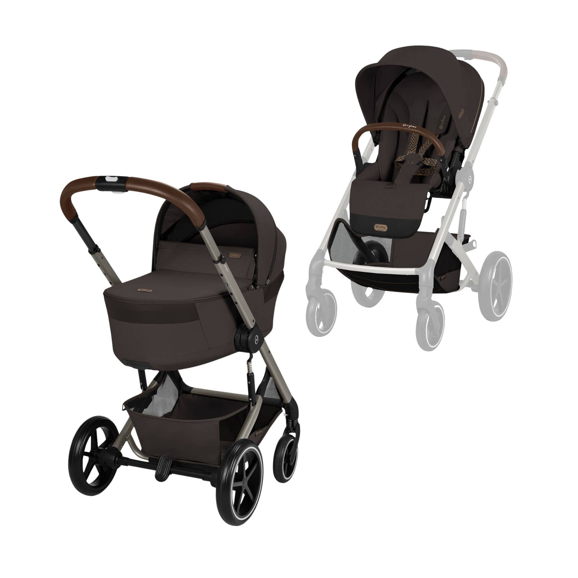 Cybex baby prams Cybex Balios S Lux Pushchair with Foldable Carrycot - Chocolate Brown 526001703
