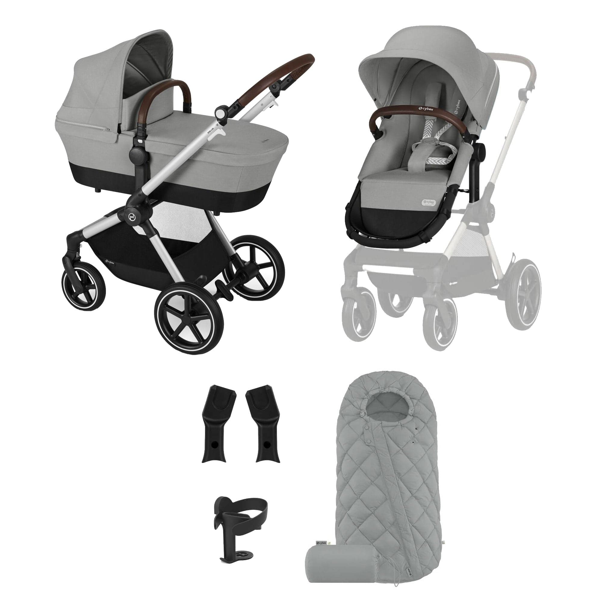 Cybex baby prams Cybex Eos Lux Essentials 7 Piece Bundle - Stone Grey 18453-STO-GRY