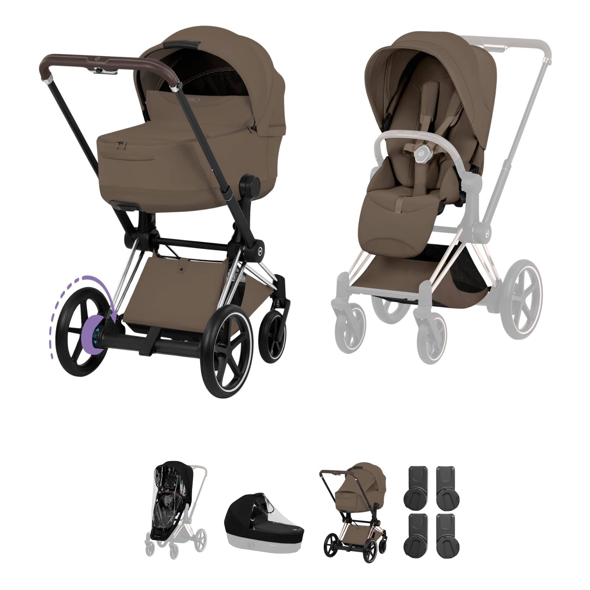 Cybex baby prams Cybex ePriam Pushchair Set - Style Collection - Coconut Brown
