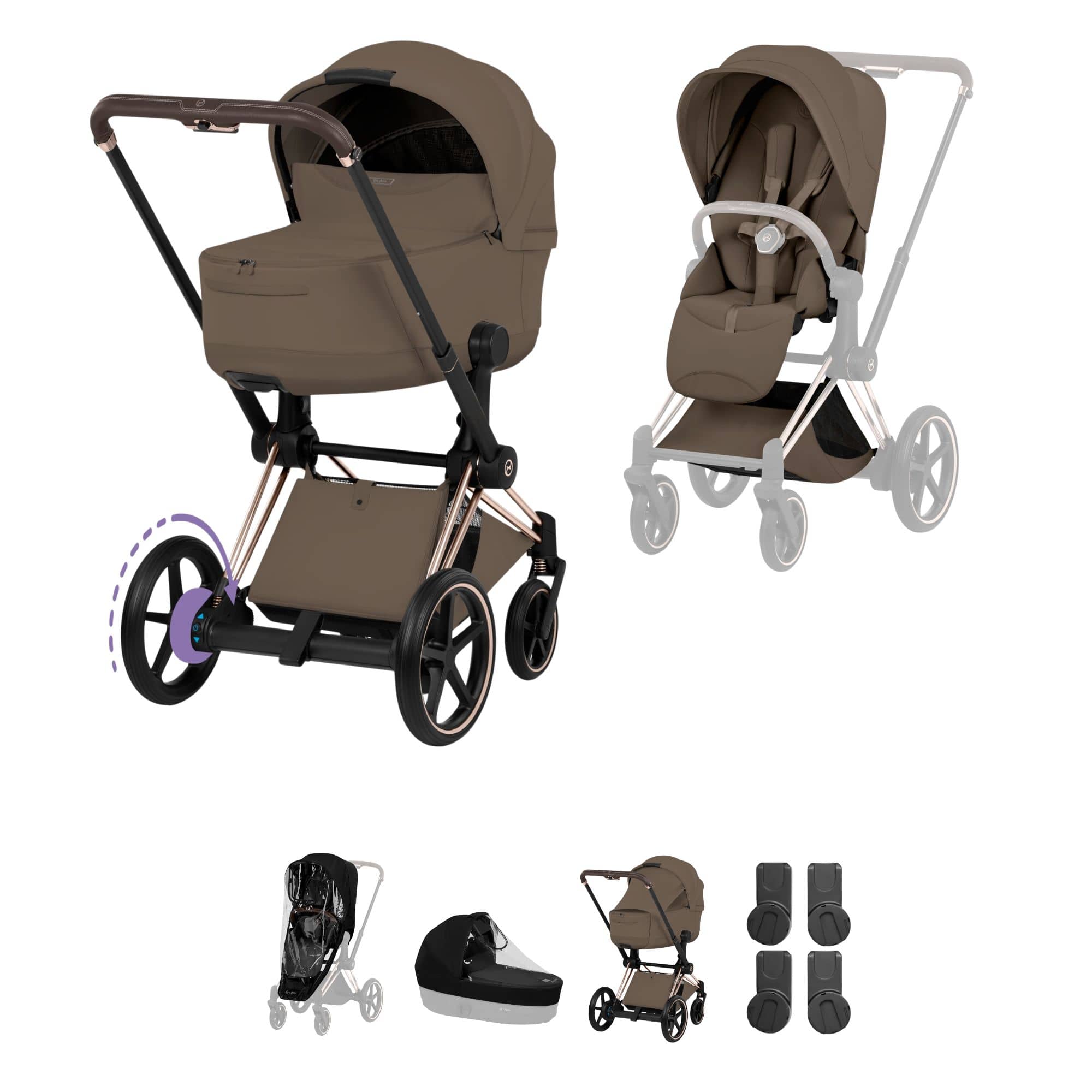 Cybex baby prams Cybex ePriam Pushchair Set - Style Collection - Coconut Brown 21827-RG-NUT-BRN