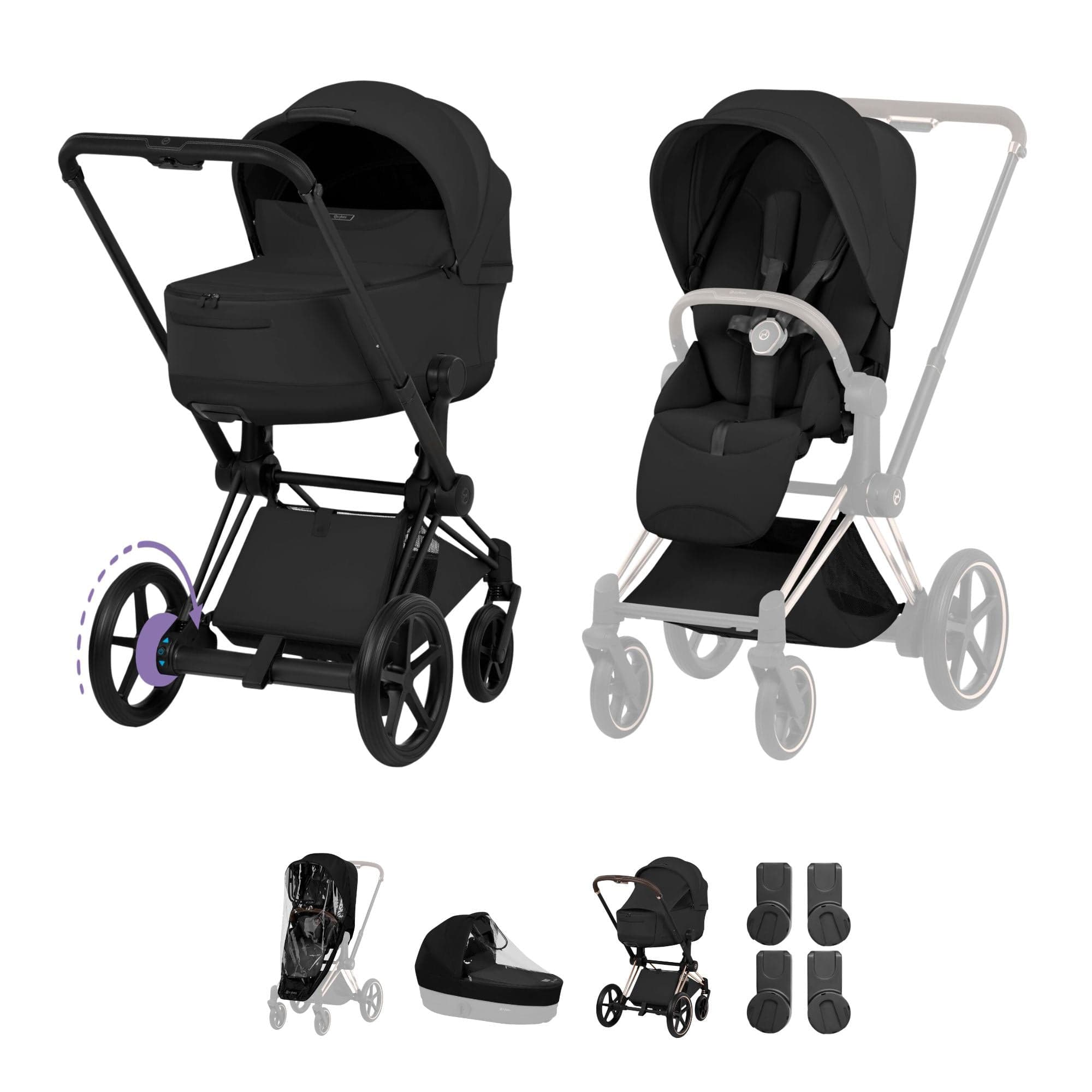 Cybex baby prams Cybex ePriam Pushchair Set - Style Collection - Sepia Black 21827-MB-BLK