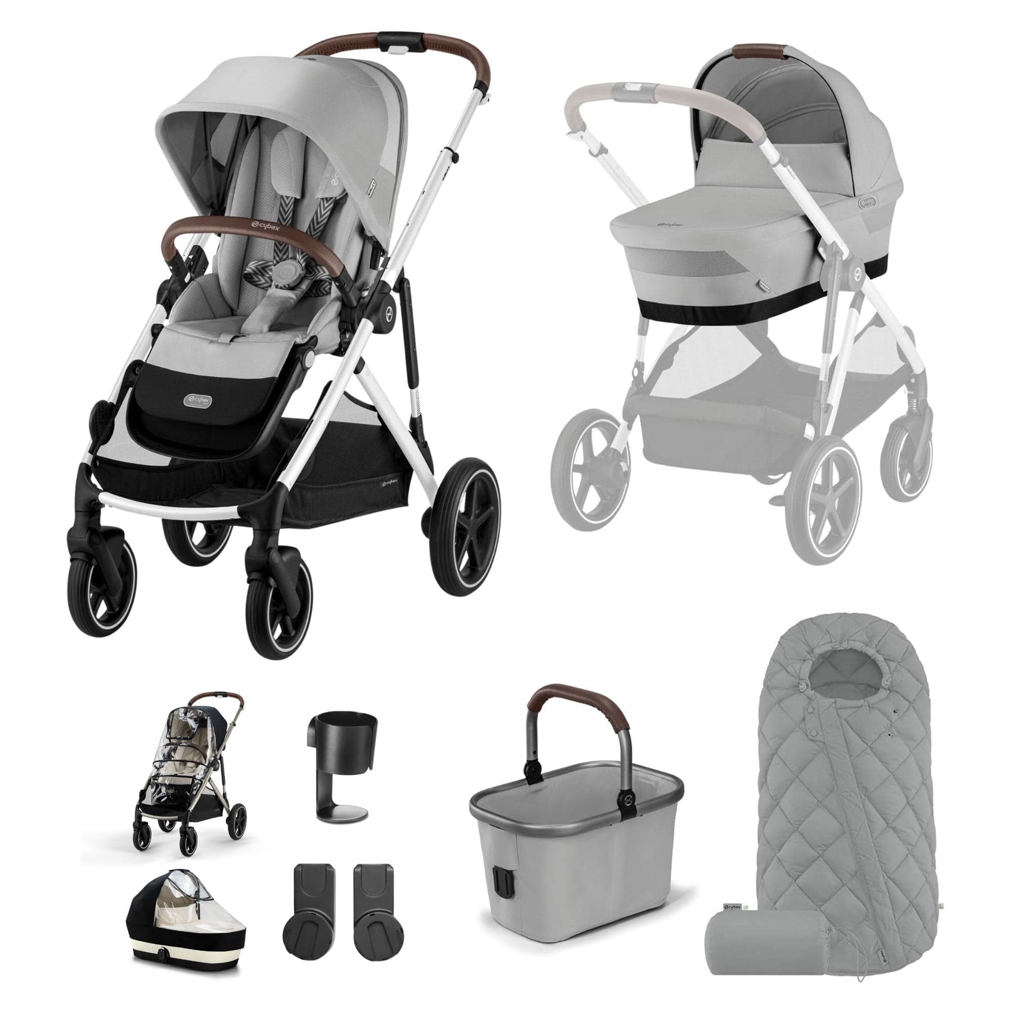 Cybex baby prams Cybex Gazelle S Essential Bundle - Silver/Stone Grey 18471-STO-GRY-2
