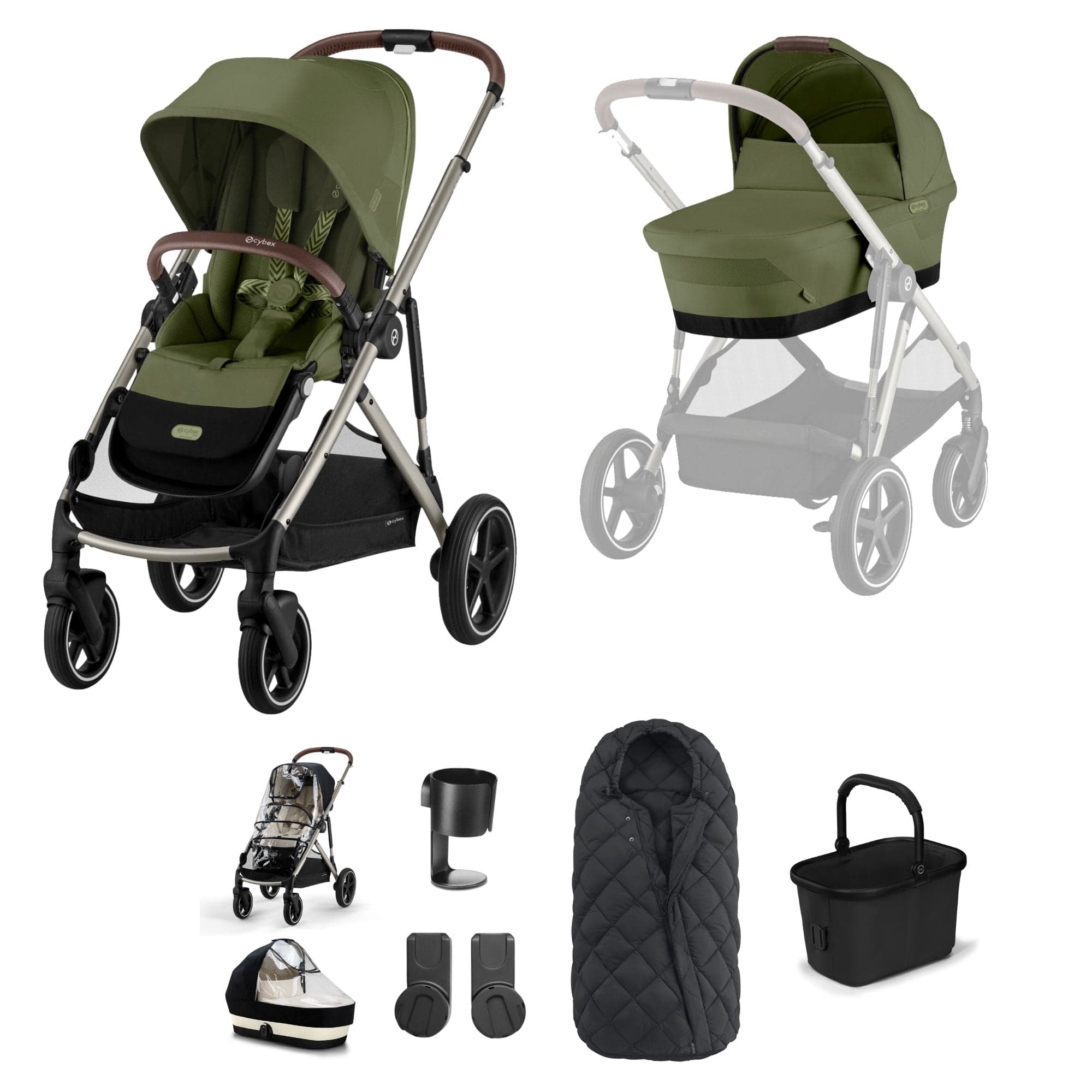 Cybex baby prams Cybex Gazelle S Essential Bundle - Taupe/Moss Green 19483-GAZ-ESS-MOS-2