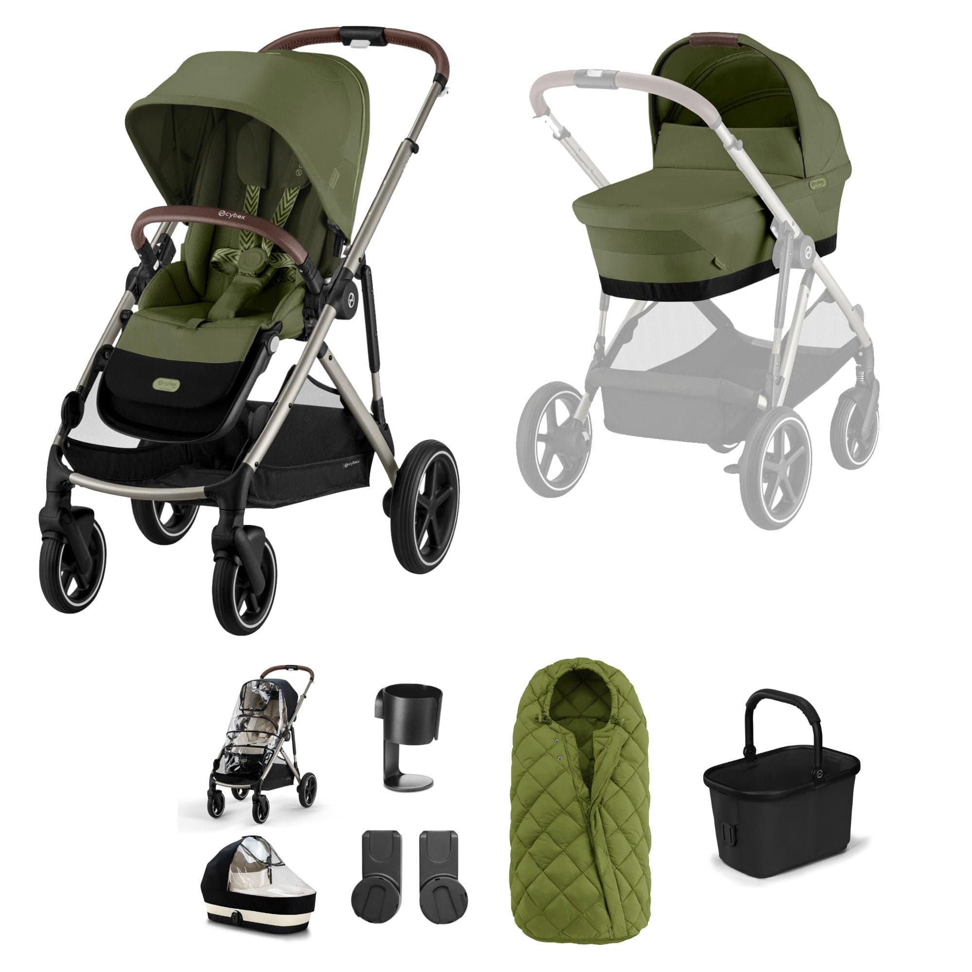 Cybex baby prams Cybex Gazelle S Essential Bundle - Taupe/Moss Green 19483-GAZ-ESS-MOS-3