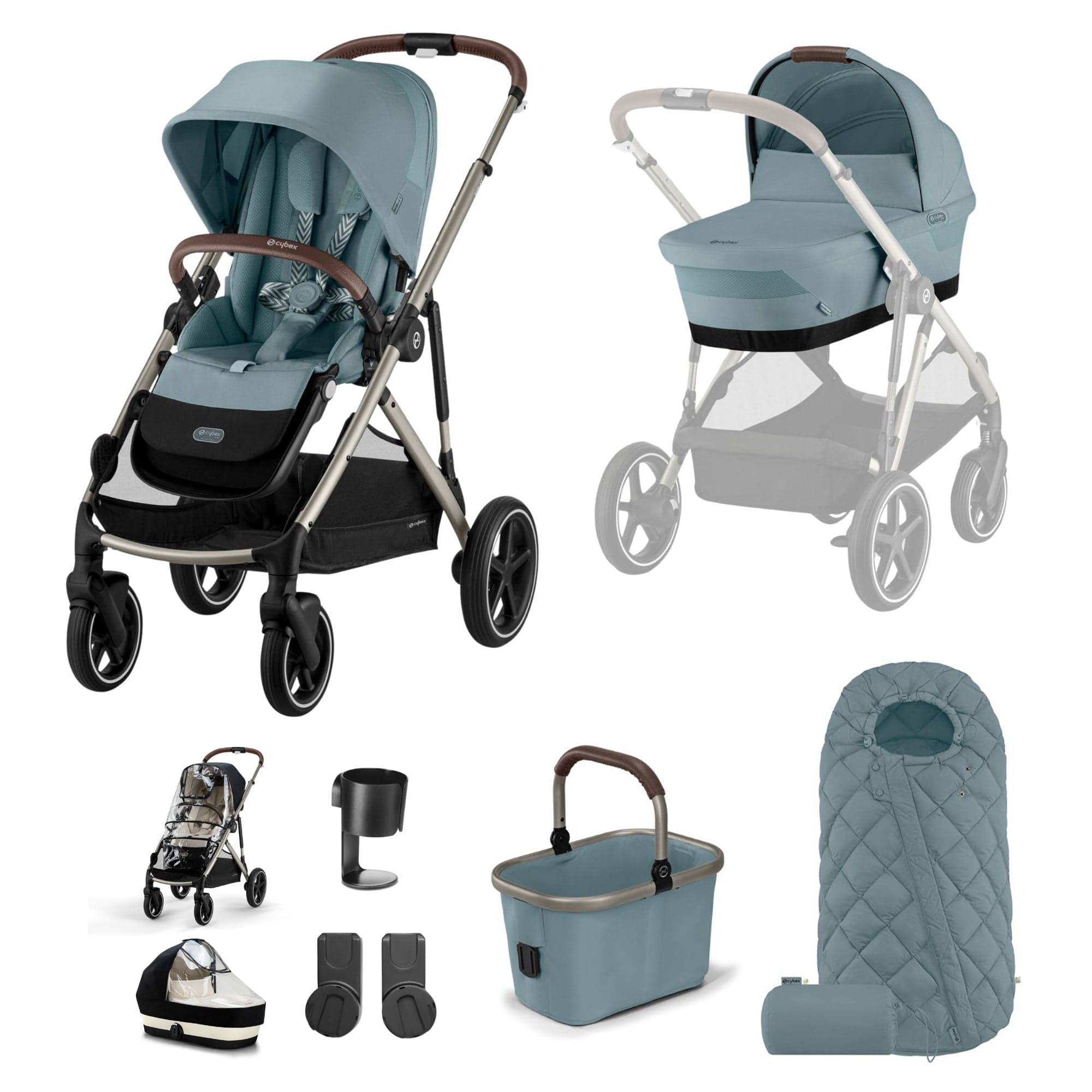 Cybex baby prams Cybex Gazelle S Essential Bundle - Taupe/Stormy Blue 18474-STO-BLU-2