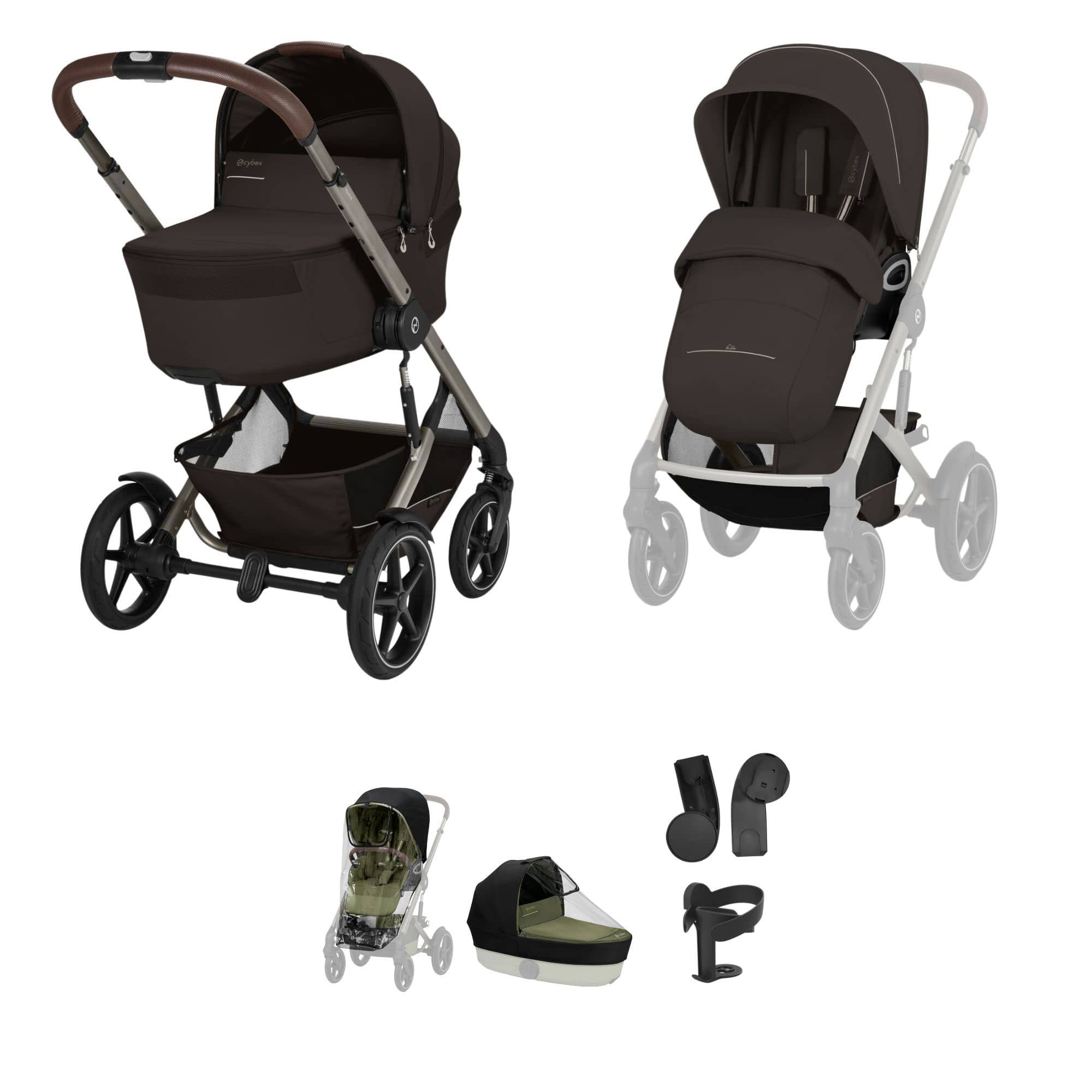 Cybex baby prams Cybex Talos Foldable Carrycot Accessory Bundle - Chocolate Brown TAL-ACC-BRN-1
