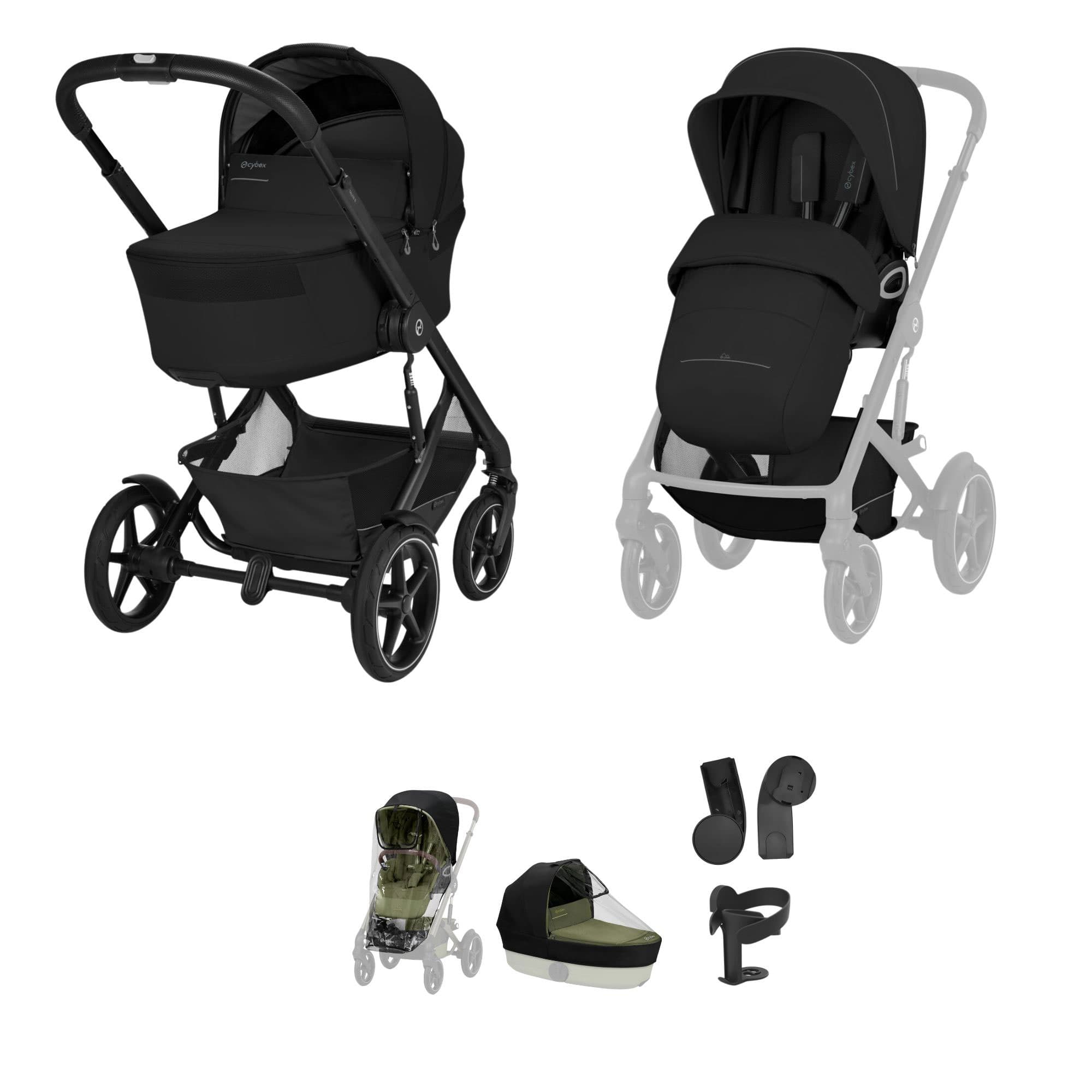 Cybex baby prams Cybex Talos Foldable Carrycot Accessory Bundle - Moon Black