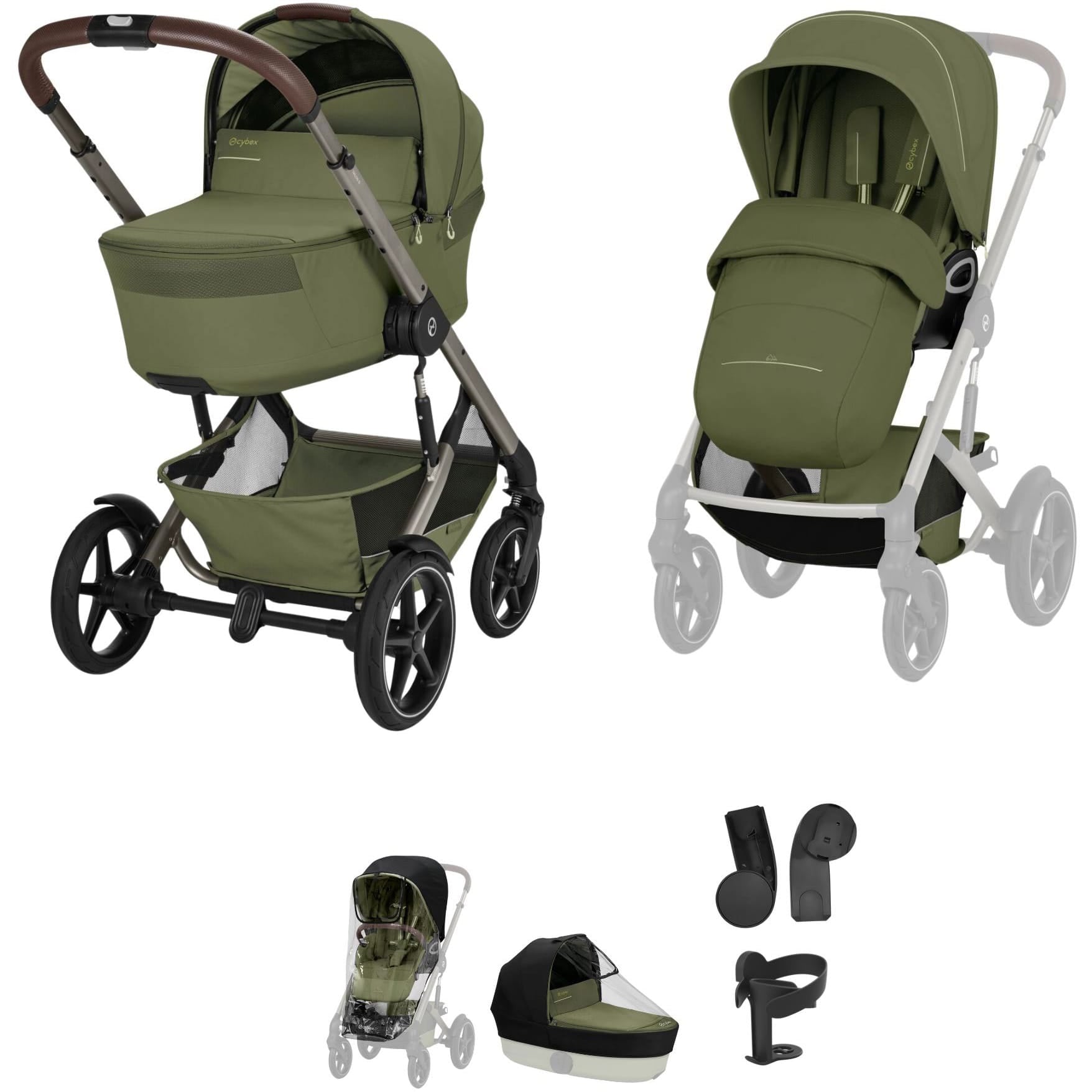 Cybex baby prams Cybex Talos Foldable Carrycot Accessory Bundle - Moss Green TAL-ACC-GRN-1
