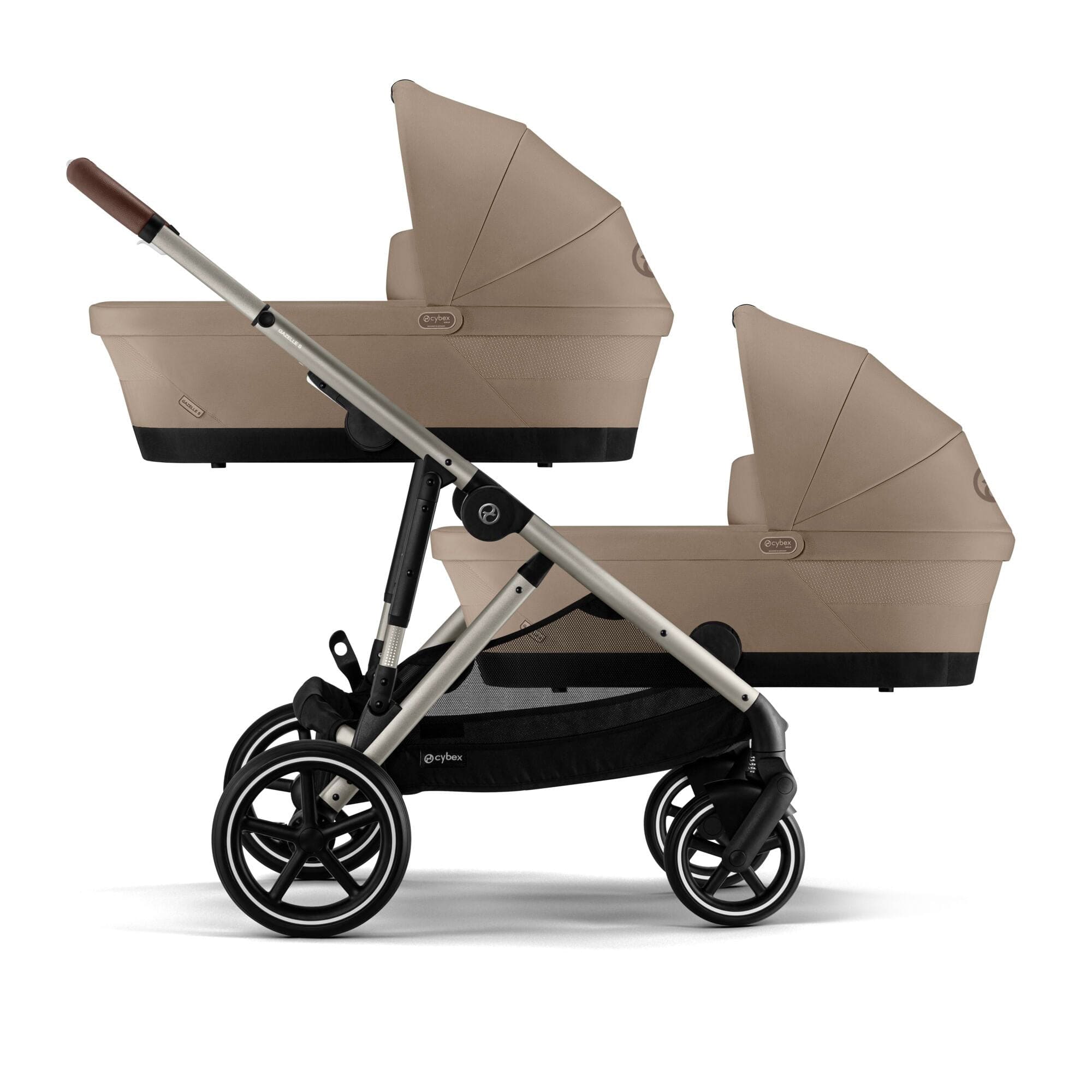 Cybex double buggies Cybex Gazelle S Twin Essential Pushchair Bundle - Almond Beige